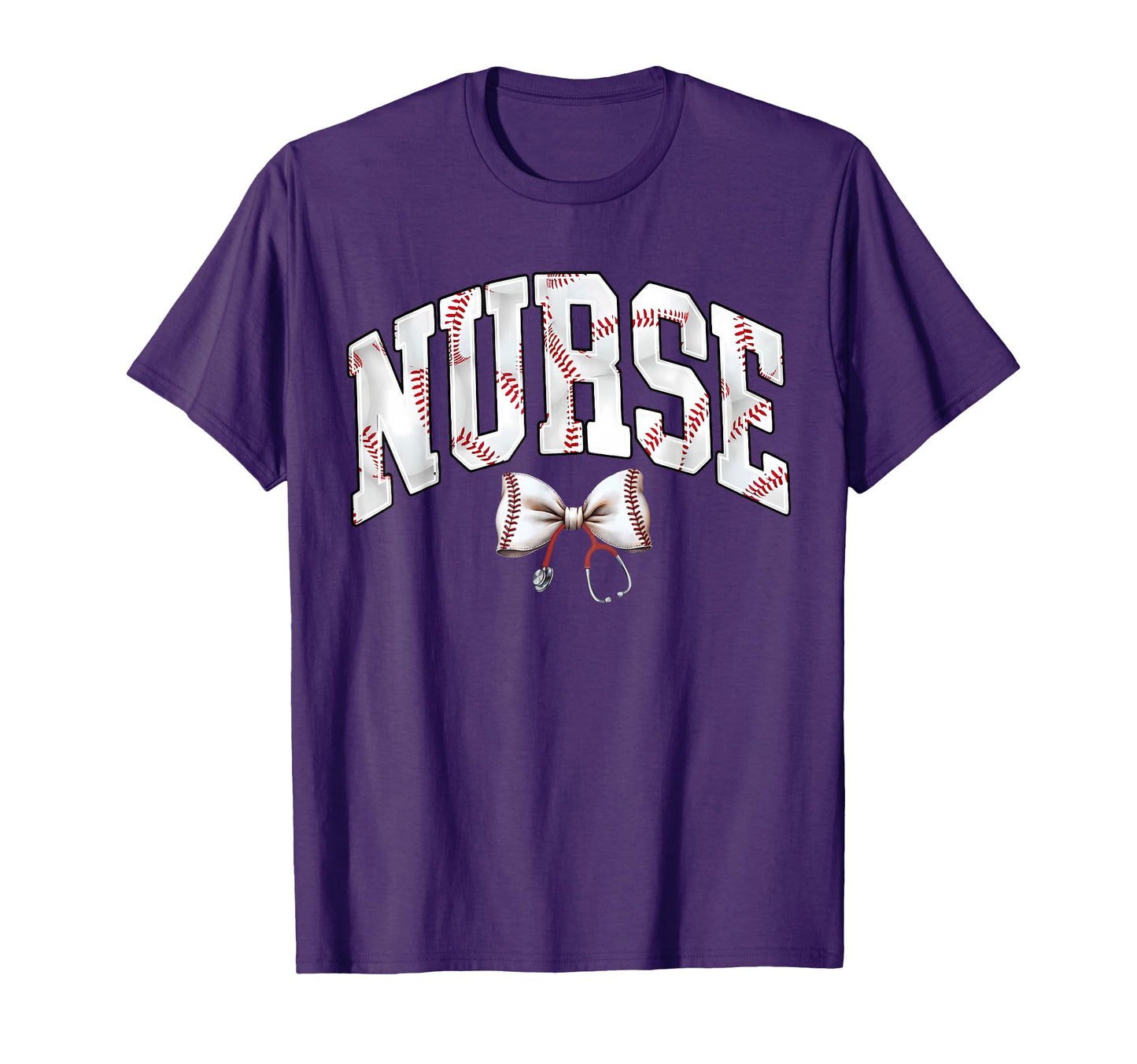 Nurse Baseball Stethoscope Coquette Bow Rn T-Shirt - Unique Graphic Unisex - T-Shirt, Sweatshirt, Hoodie