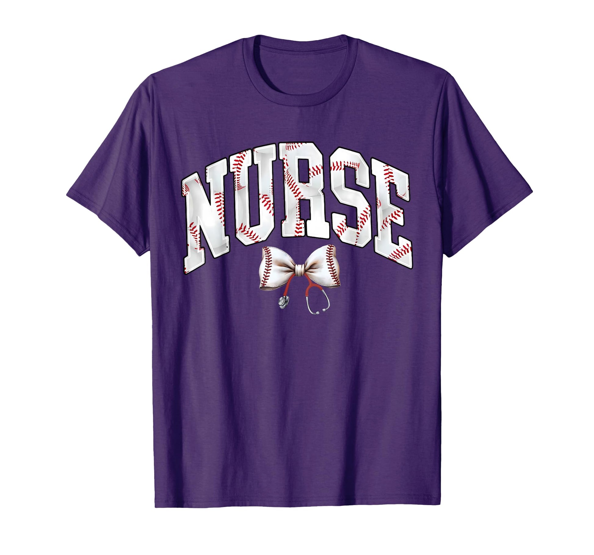 Nurse Baseball Stethoscope Coquette Bow Rn T-Shirt - Unique Graphic Unisex - T-Shirt, Sweatshirt, Hoodie