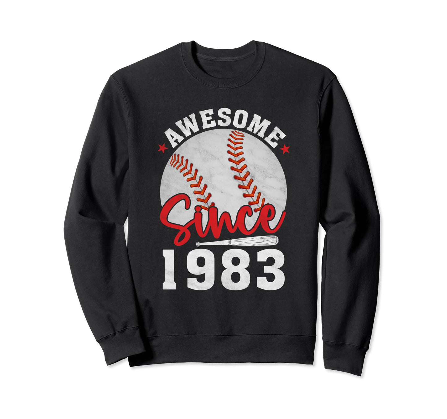 Awesome Since 1983 Funny Baseball Sweatshirt - Minimalist Print Unisex - T-Shirt, Sweatshirt, Hoodie