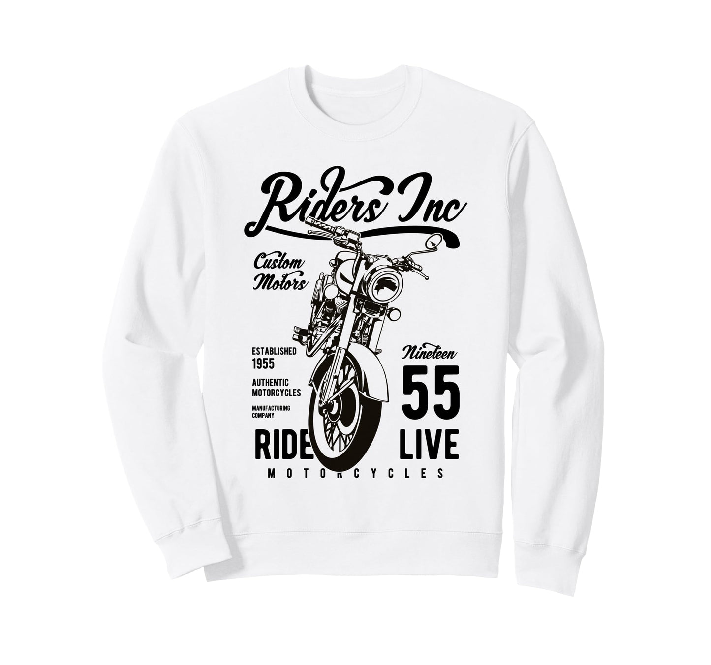 Riders Inc 1955 Motorcycle Sweatshirt - Trendy Graphic Unisex - T-Shirt, Sweatshirt, Hoodie