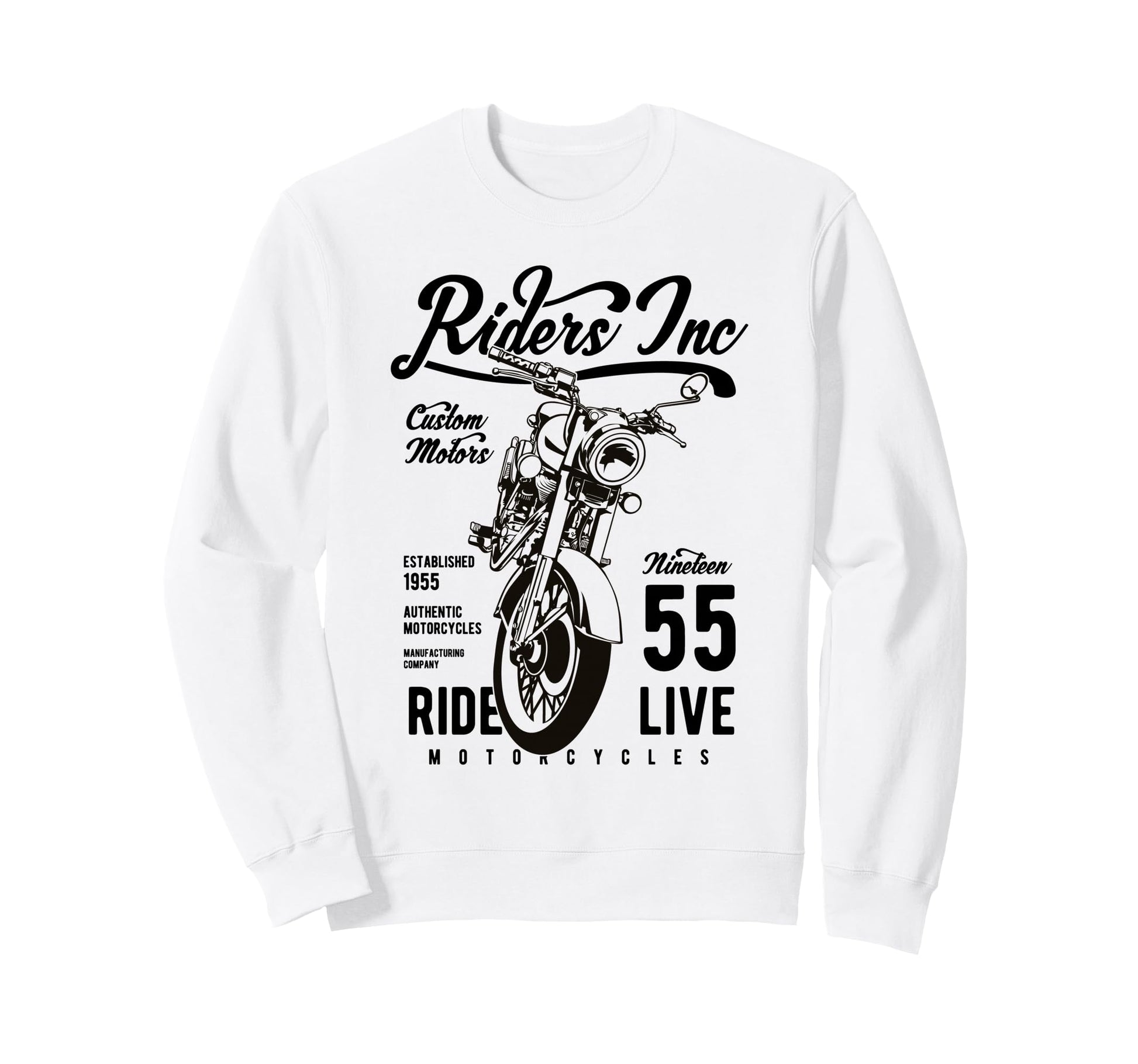 Riders Inc 1955 Motorcycle Sweatshirt - Trendy Graphic Unisex - T-Shirt, Sweatshirt, Hoodie