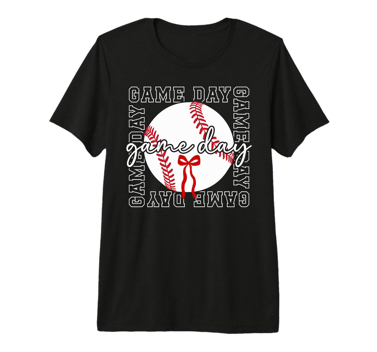 Game Day Baseball Bow Baseball Game T-Shirt - Trendy Graphic for Adults - T-Shirt, Sweatshirt, Hoodie