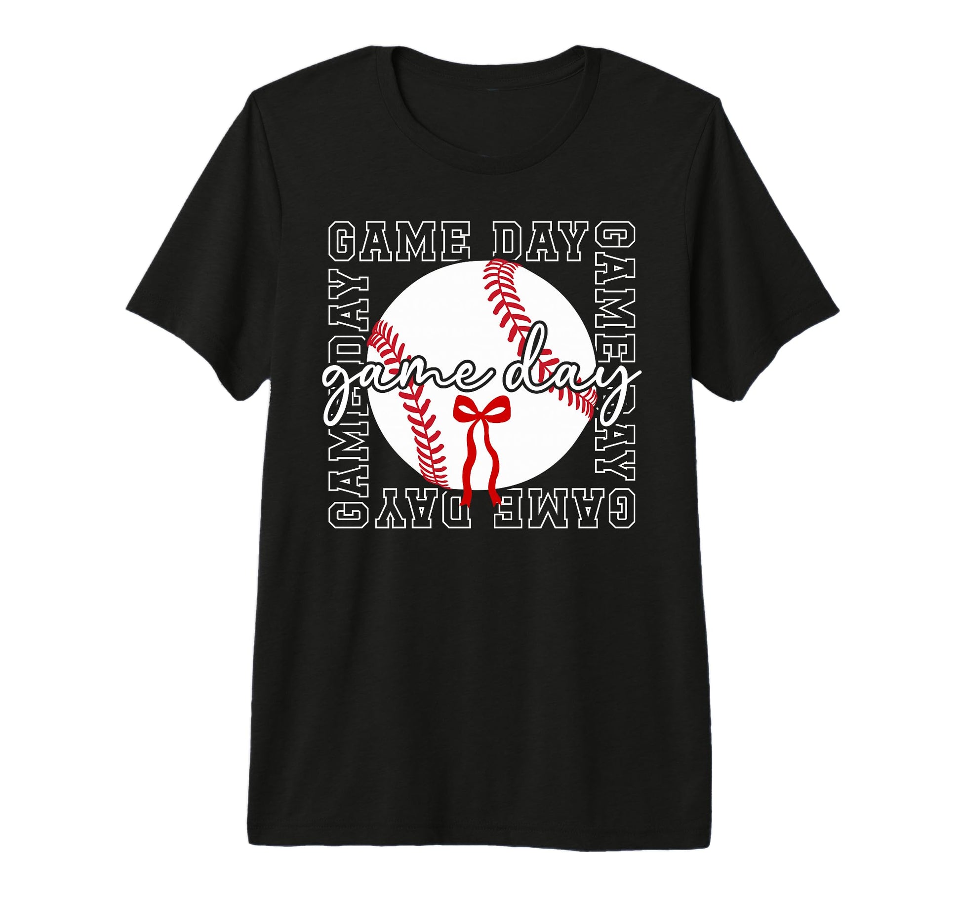 Game Day Baseball Bow Baseball Game T-Shirt - Trendy Graphic for Adults - T-Shirt, Sweatshirt, Hoodie