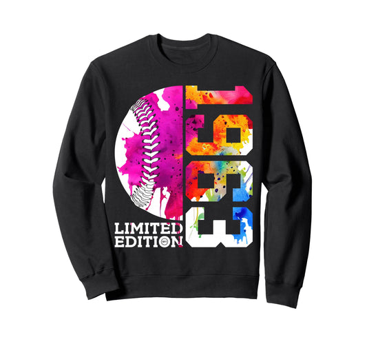 63Rd Birthday Baseball 1963 Sweatshirt - Aesthetic Graphic for Adults - T-Shirt, Sweatshirt, Hoodie