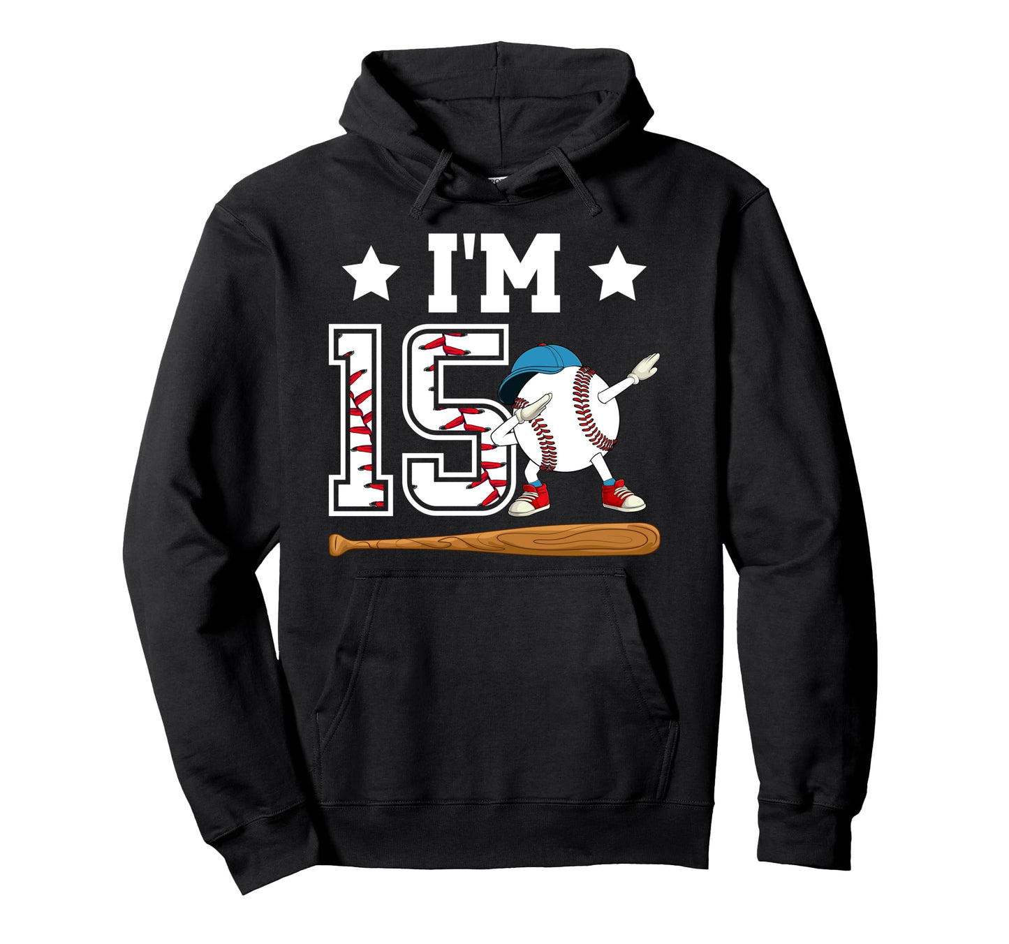 15Th Baseball Birthday Fifteen Year Hoodie - Custom Art Print Men Women - T-Shirt, Sweatshirt, Hoodie