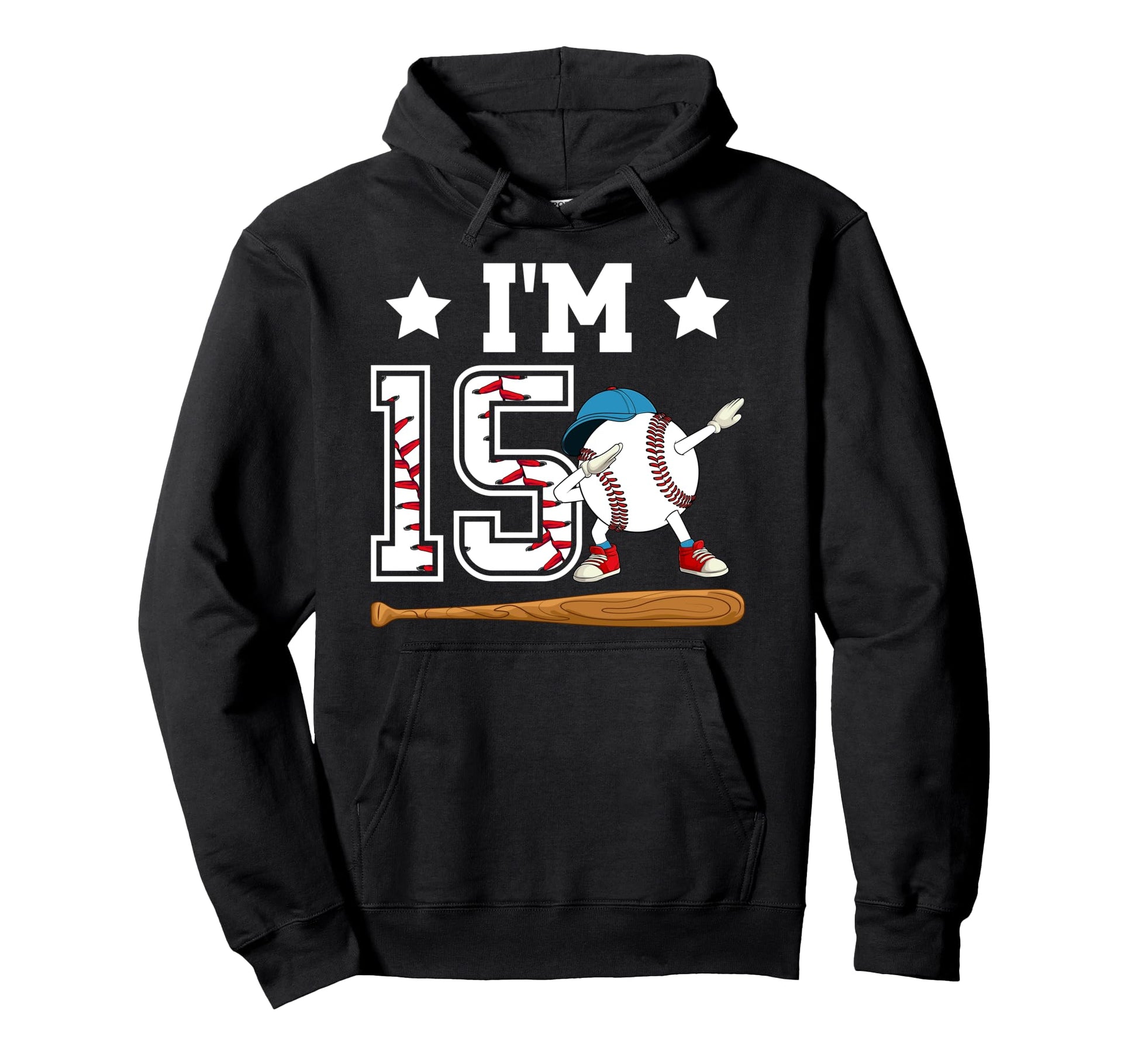 15Th Baseball Birthday Fifteen Year Hoodie - Custom Art Print Men Women - T-Shirt, Sweatshirt, Hoodie