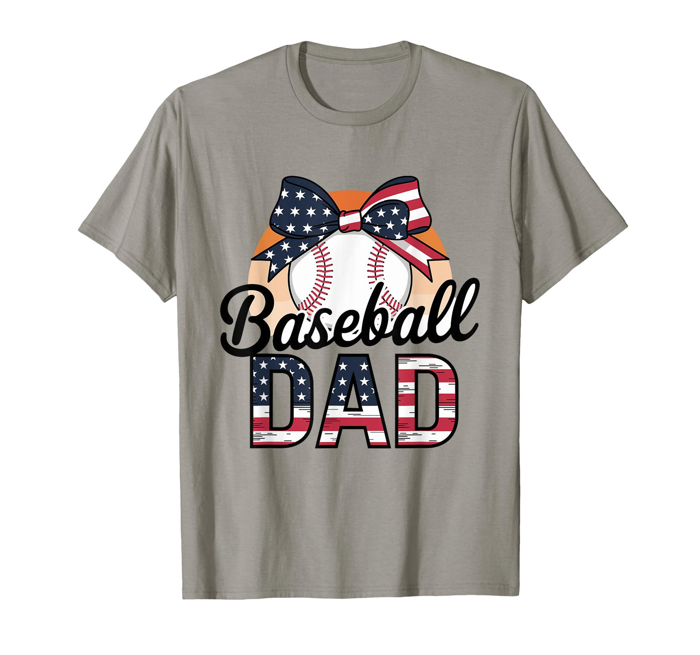 Baseball Dad American Flag Bow Sports T-Shirt - Custom Art Print for Adults - T-Shirt, Sweatshirt, Hoodie