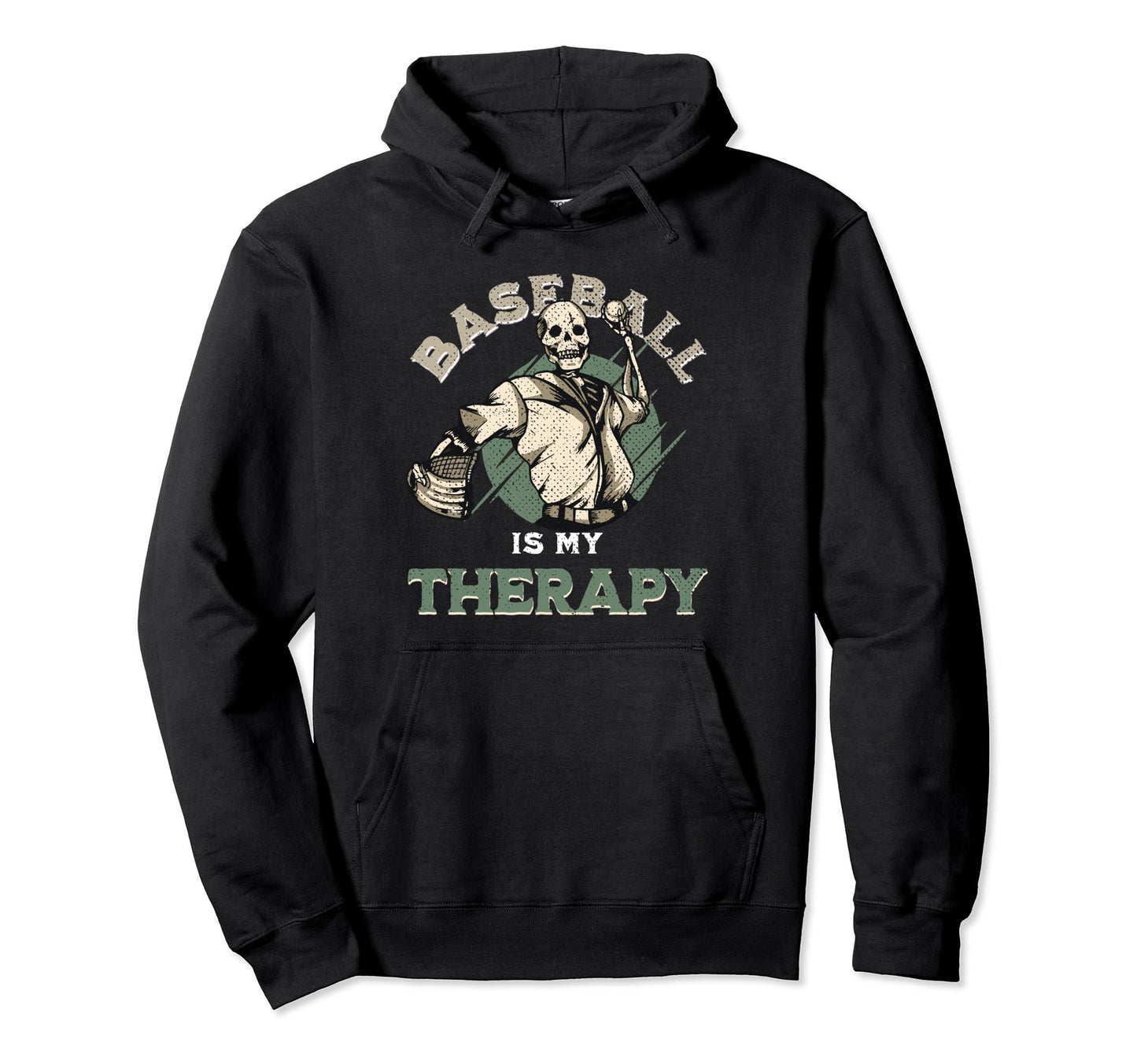 Skull Pitcher Baseball Therapy Funny Hoodie - Streetwear Style Unisex - T-Shirt, Sweatshirt, Hoodie