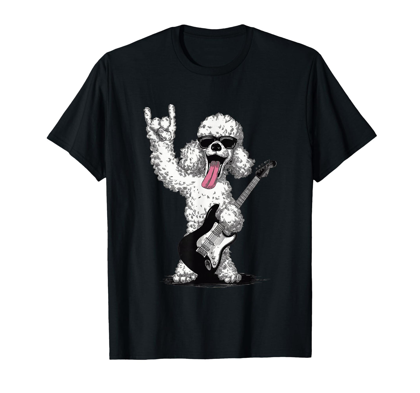Rockstar Poodle Sunglasses Electric T-Shirt - Minimalist Print Men Women - T-Shirt, Sweatshirt, Hoodie