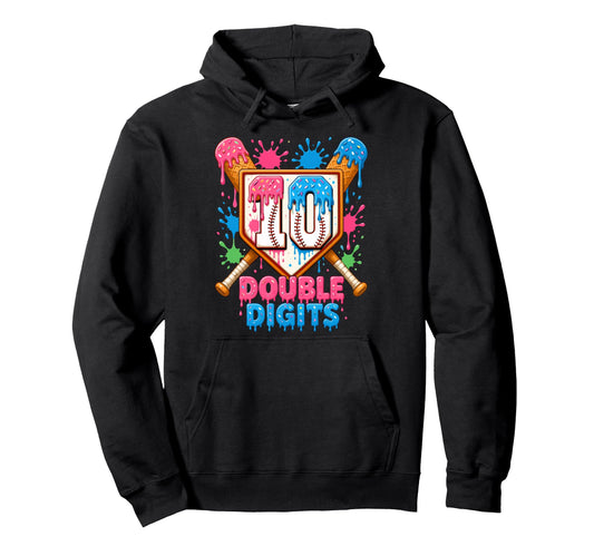 10Th Birthday Baseball Double Digits Ice Hoodie - Unique Graphic Unisex - T-Shirt, Sweatshirt, Hoodie