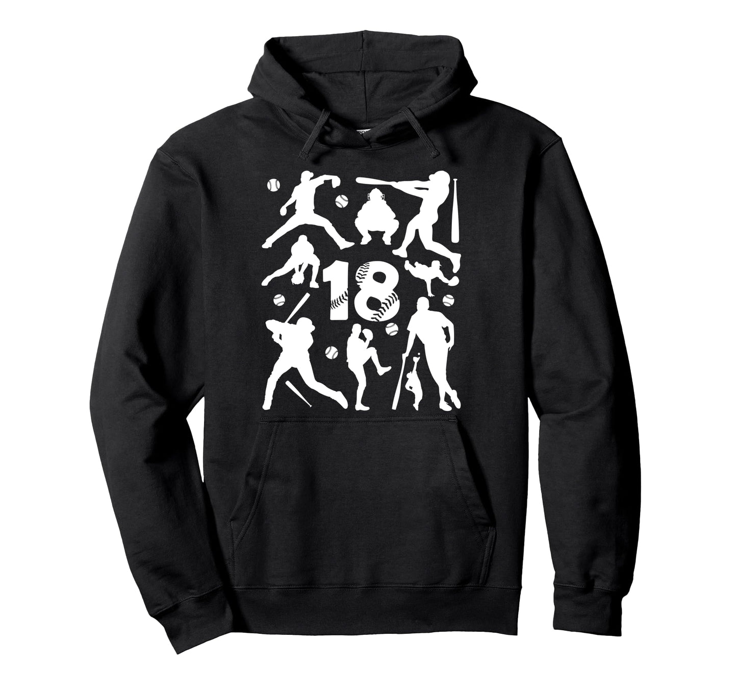 Number 18 Years Baseball 18Th Birthday Hoodie - Minimalist Print Unisex - T-Shirt, Sweatshirt, Hoodie