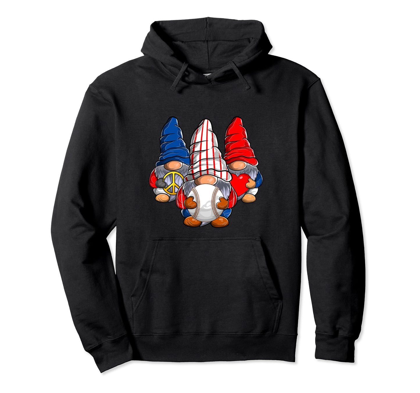 Peace Love Baseball Funny Gnomes Teens Hoodie - Fun Novelty Design Unisex - T-Shirt, Sweatshirt, Hoodie
