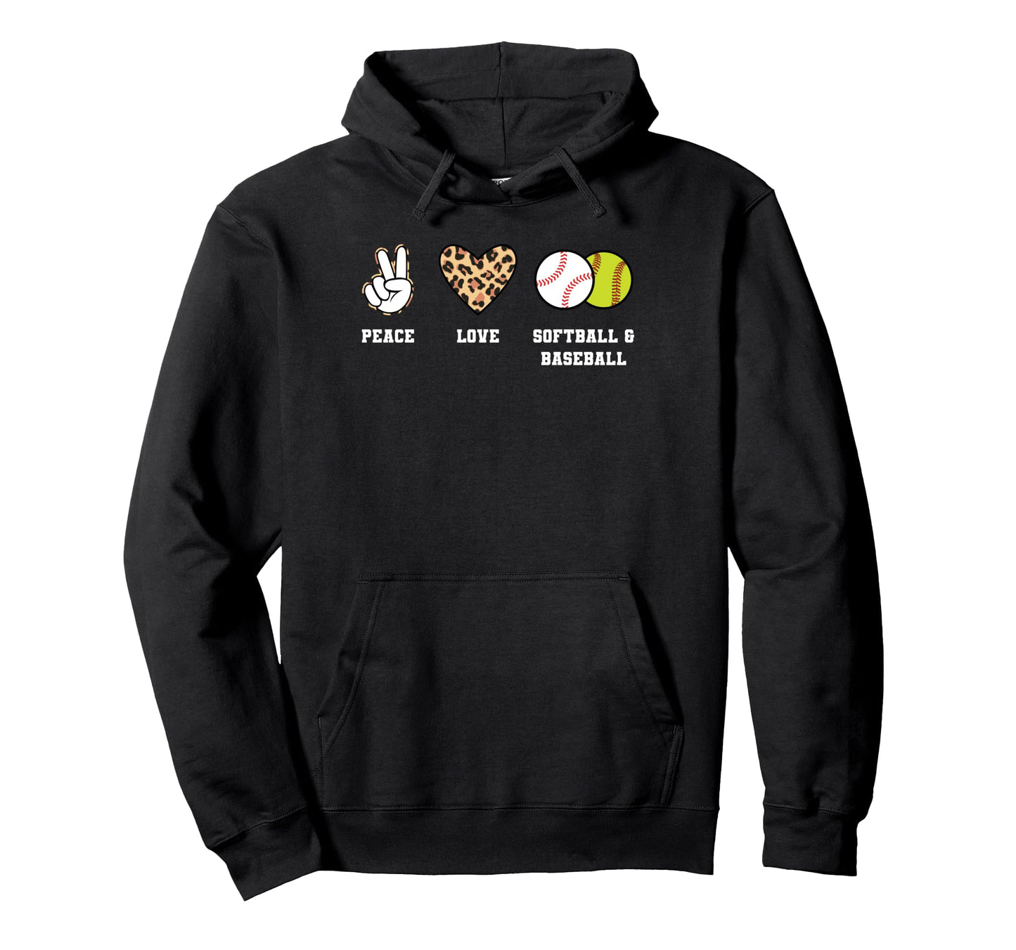 Peace Love Softball Baseball Softball Hoodie - Aesthetic Graphic for Adults - T-Shirt, Sweatshirt, Hoodie