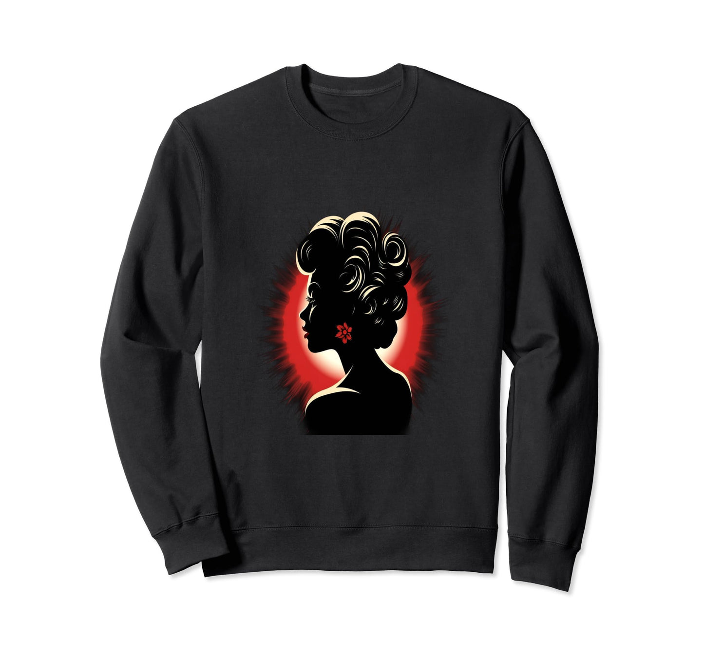 Pinup Hairstyle Silhouette Sweatshirt - Casual Everyday Wear for Adults - T-Shirt, Sweatshirt, Hoodie