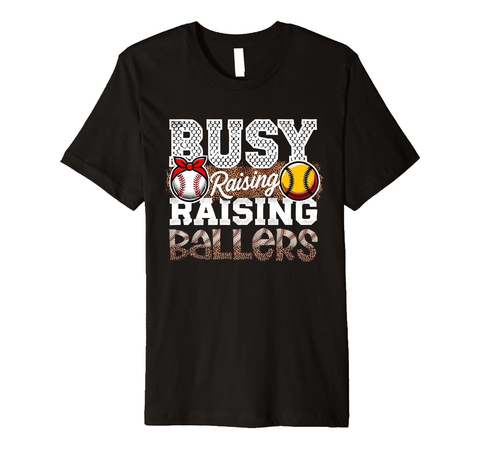 Busy Raising Ballers Leopard Softball T-Shirt - Minimalist Print Unisex - T-Shirt, Sweatshirt, Hoodie
