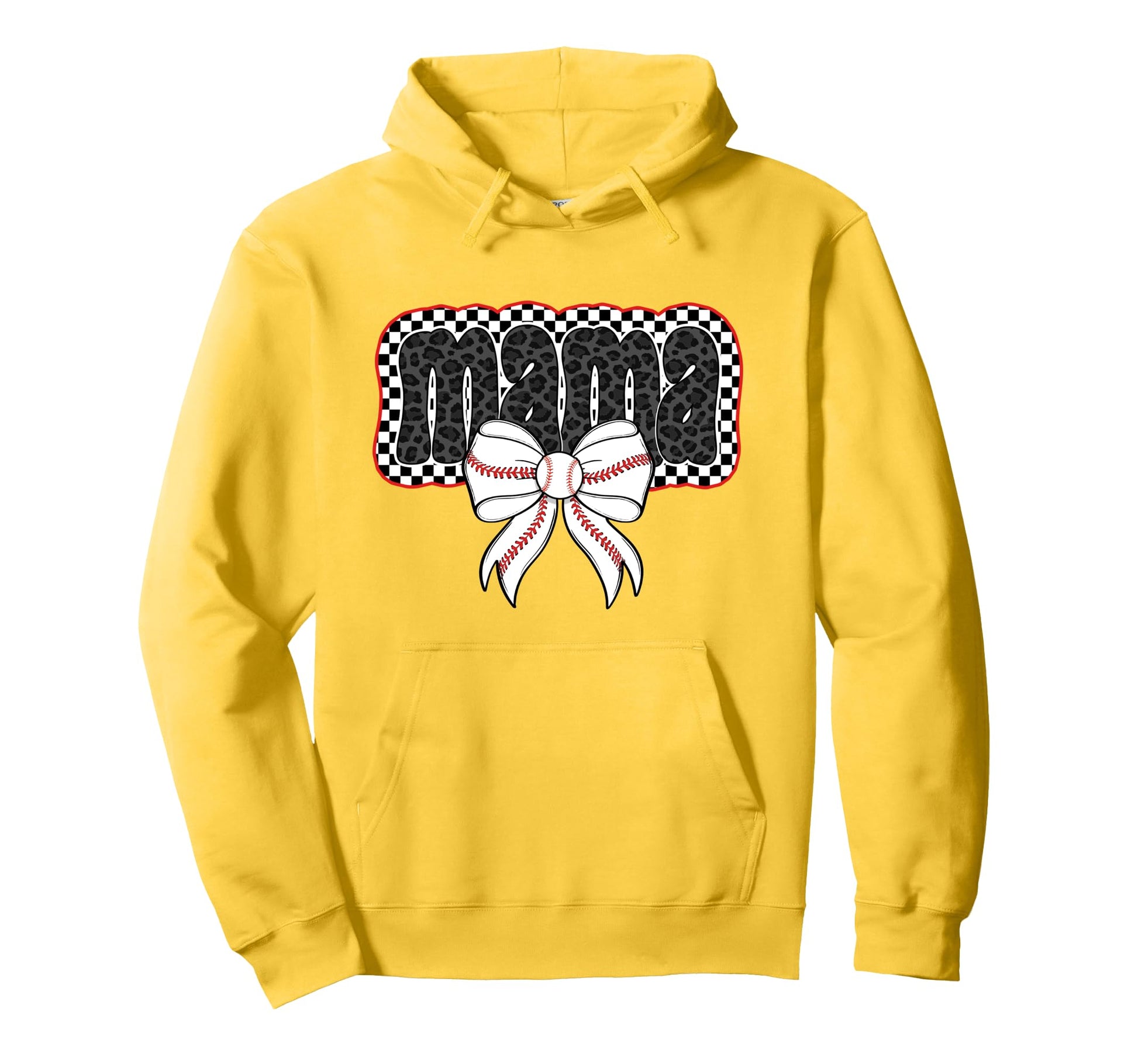 Mama Coquette Bow Baseball Cheer Hoodie - Casual Everyday Wear for Adults - T-Shirt, Sweatshirt, Hoodie