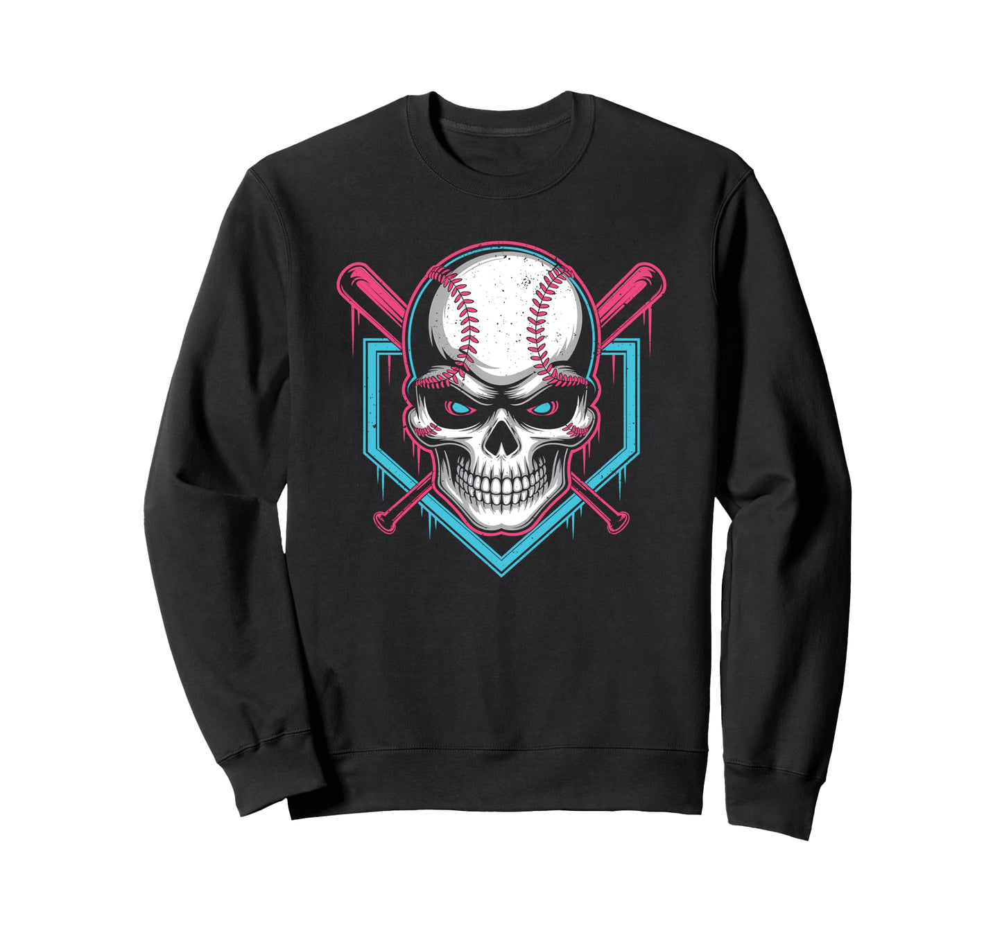 Respect Drip Baseball Skull Crossed Sweatshirt - Custom Art Print Unisex - T-Shirt, Sweatshirt, Hoodie