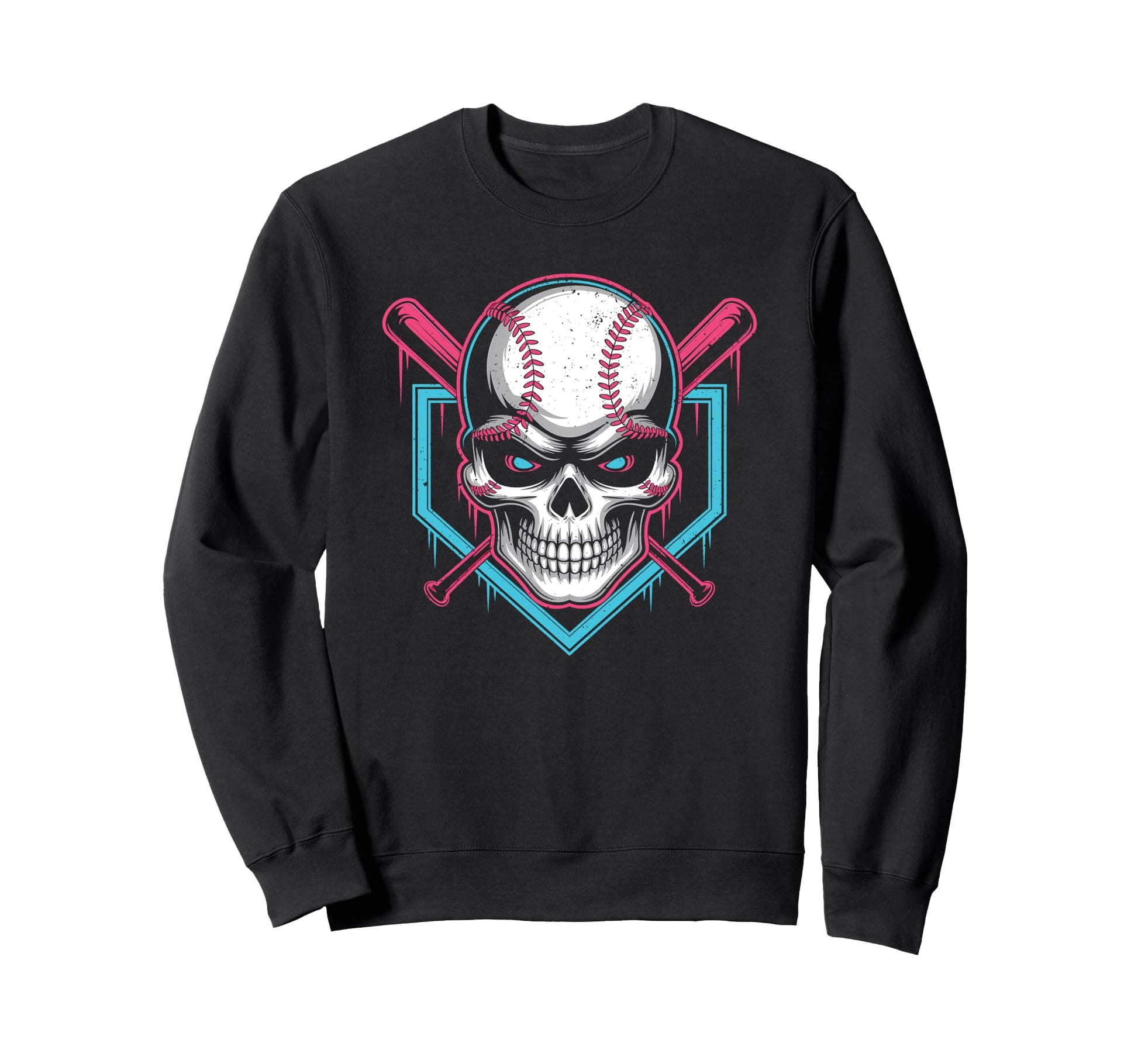 Respect Drip Baseball Skull Crossed Sweatshirt - Custom Art Print Unisex - T-Shirt, Sweatshirt, Hoodie
