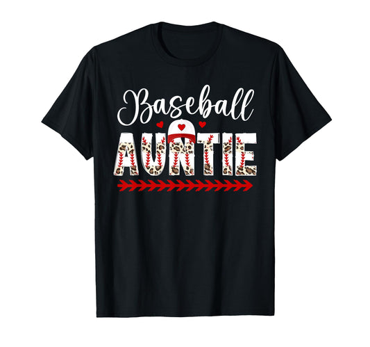 Baseball Auntie Leopard Baseball Aunt T-Shirt - Fun Novelty Design Unisex - T-Shirt, Sweatshirt, Hoodie