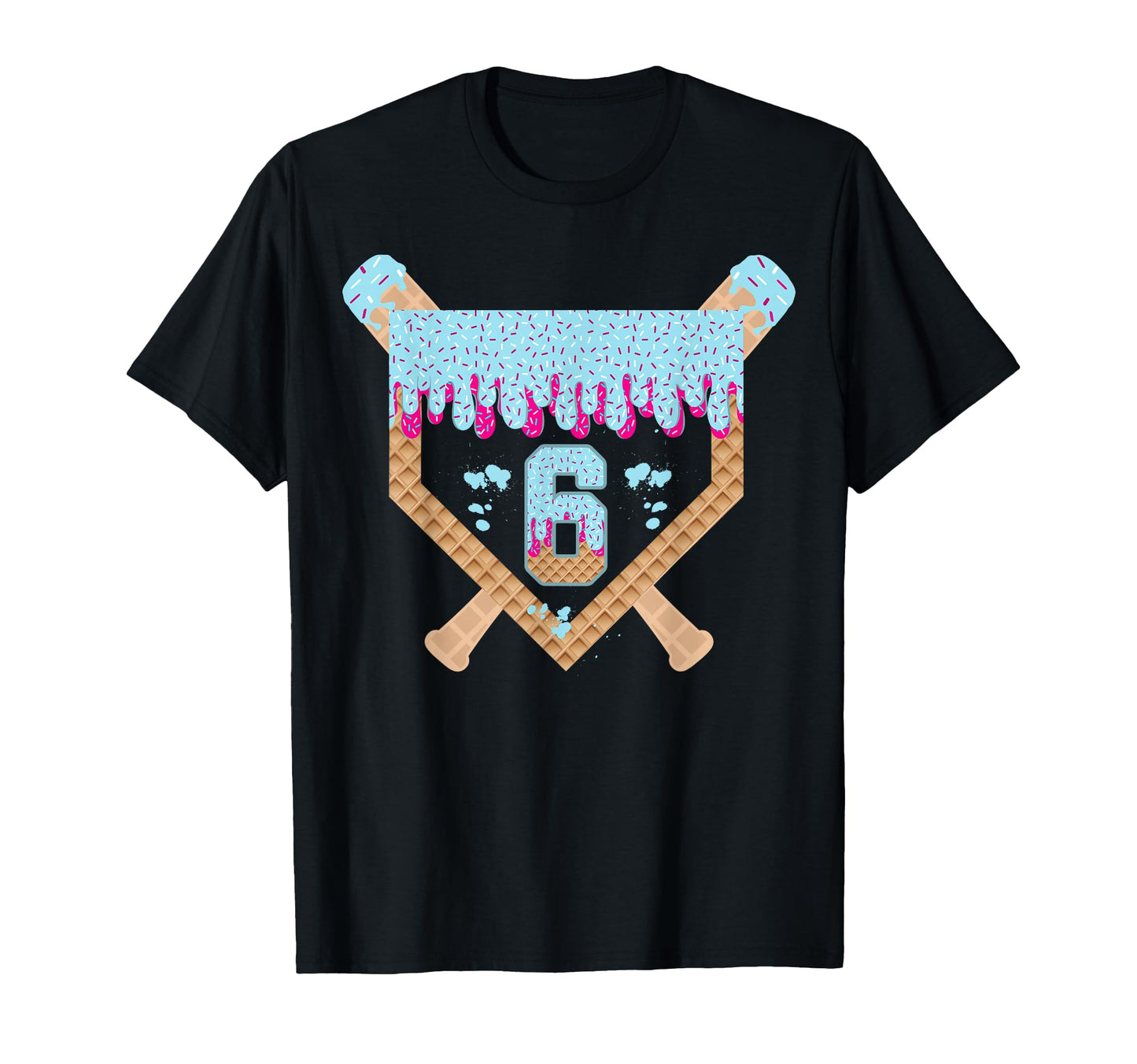 Baseball 6 Year Old Ice Cream Drip 6Th T-Shirt - Trendy Graphic for Adults - T-Shirt, Sweatshirt, Hoodie