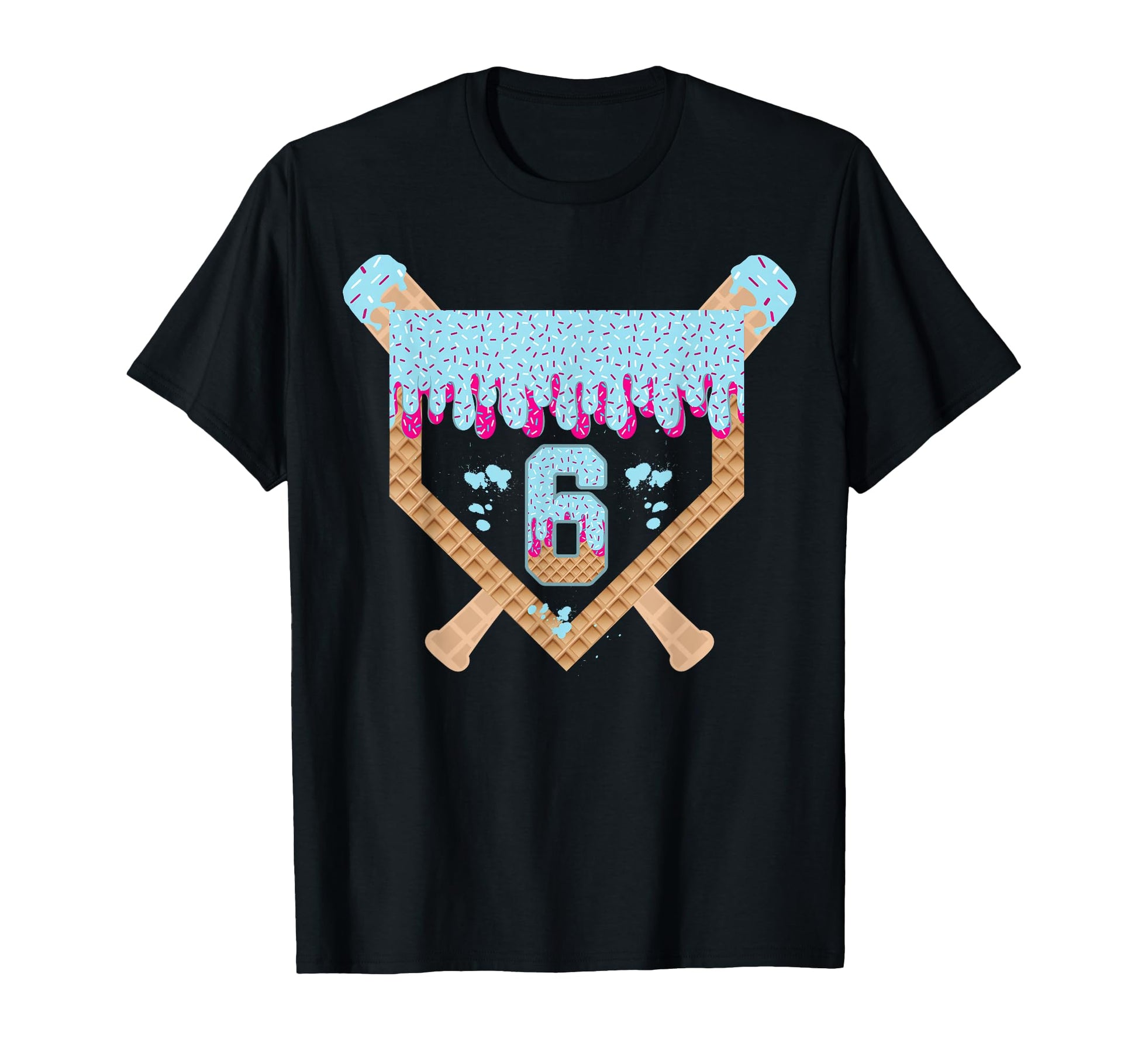 Baseball 6 Year Old Ice Cream Drip 6Th T-Shirt - Trendy Graphic for Adults - T-Shirt, Sweatshirt, Hoodie