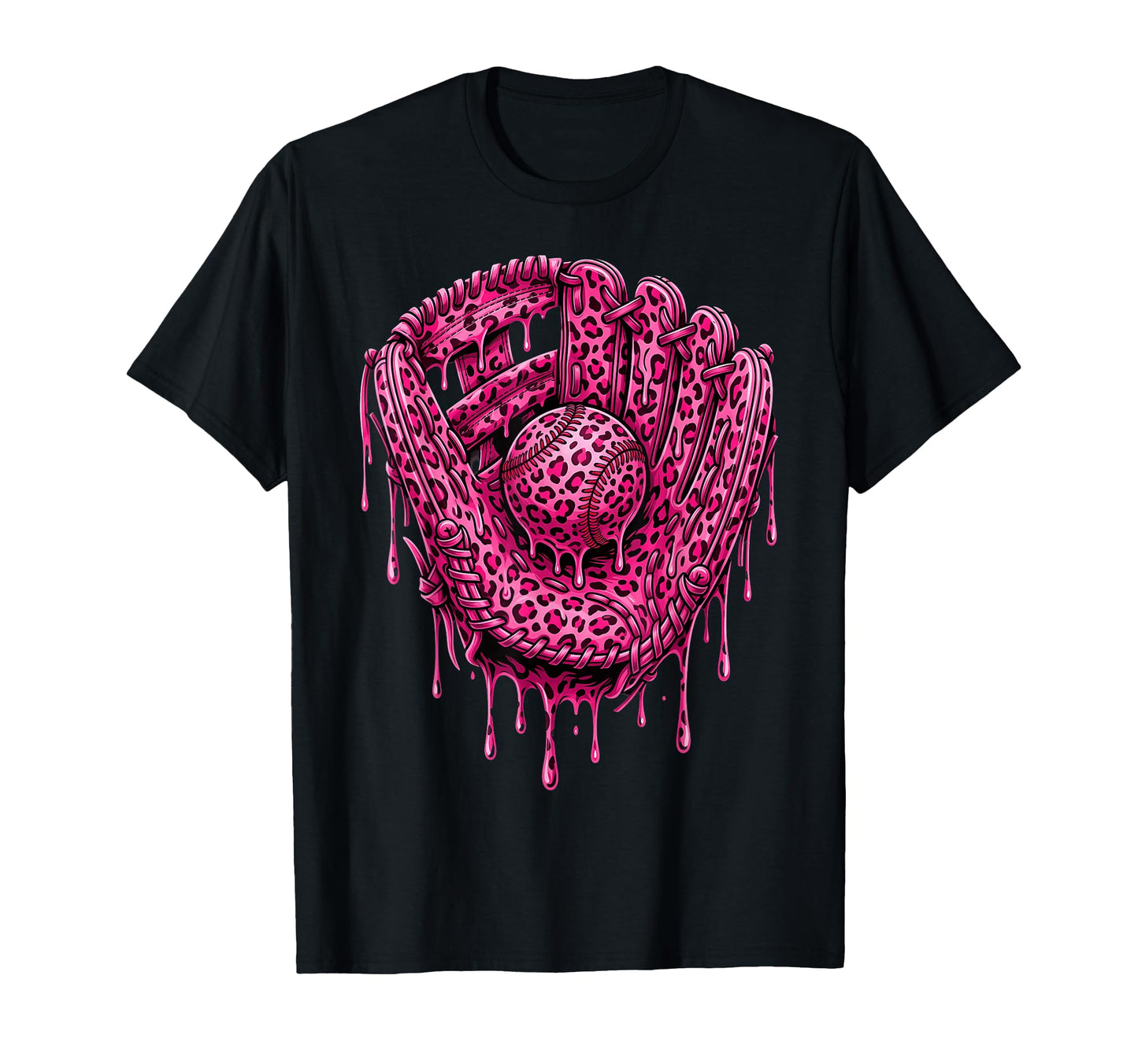 Baseball Drip Leopard Pattern T-Shirt - Casual Everyday Wear for Adults - T-Shirt, Sweatshirt, Hoodie