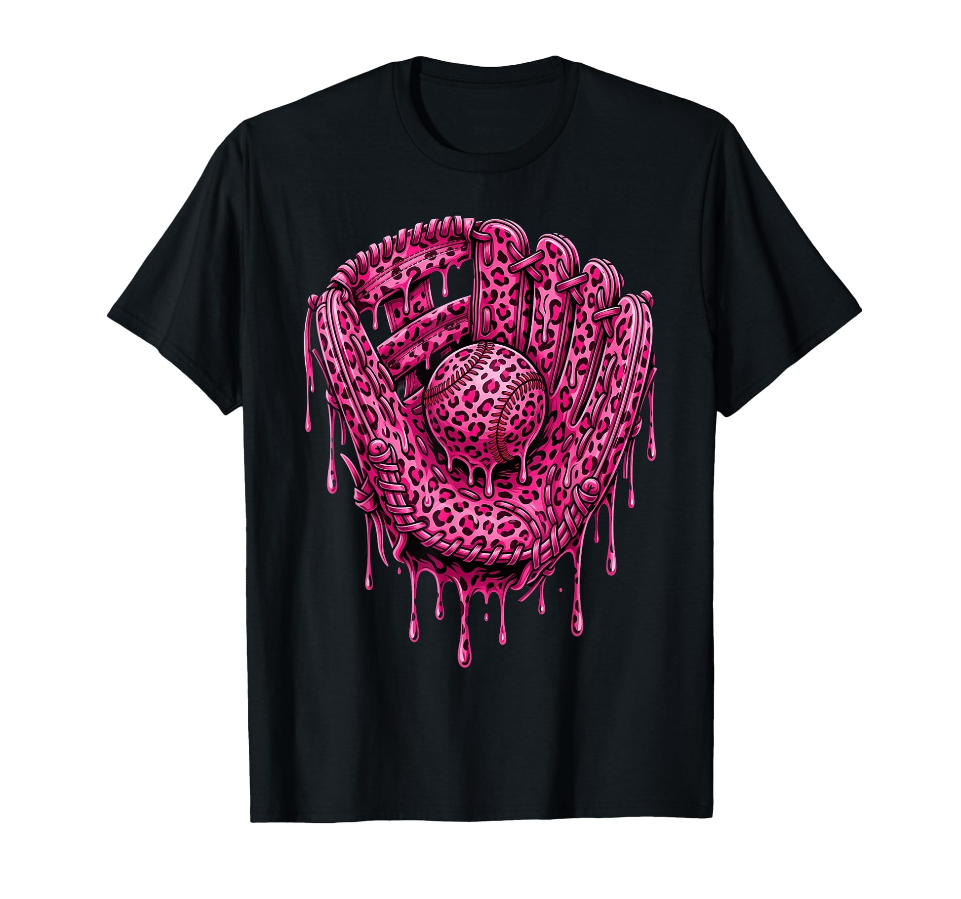 Baseball Drip Leopard Pattern T-Shirt - Casual Everyday Wear for Adults - T-Shirt, Sweatshirt, Hoodie