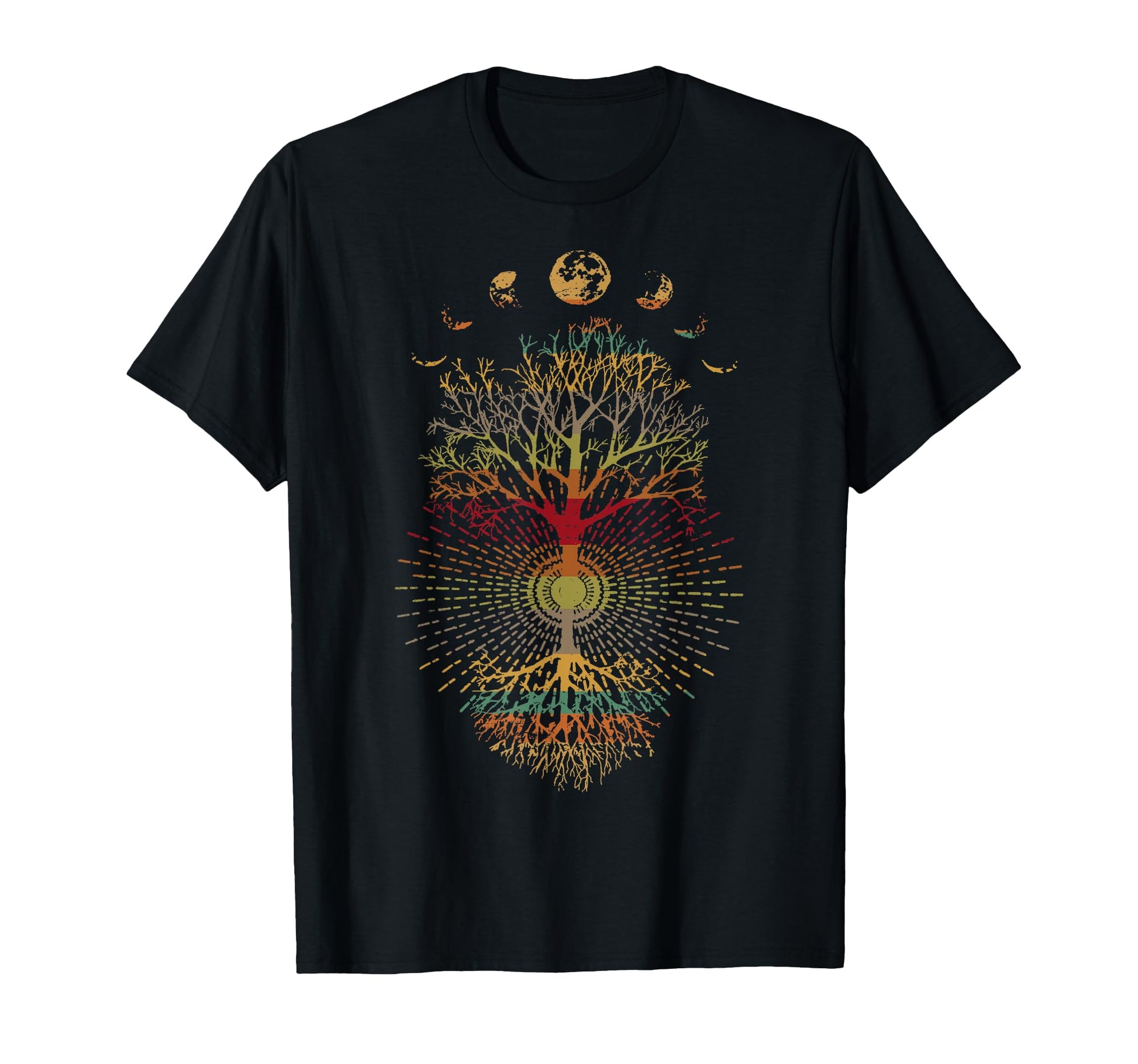Phases Moon 60S 70S Vibe Tree Life T-Shirt - Unique Graphic for Adults - T-Shirt, Sweatshirt, Hoodie