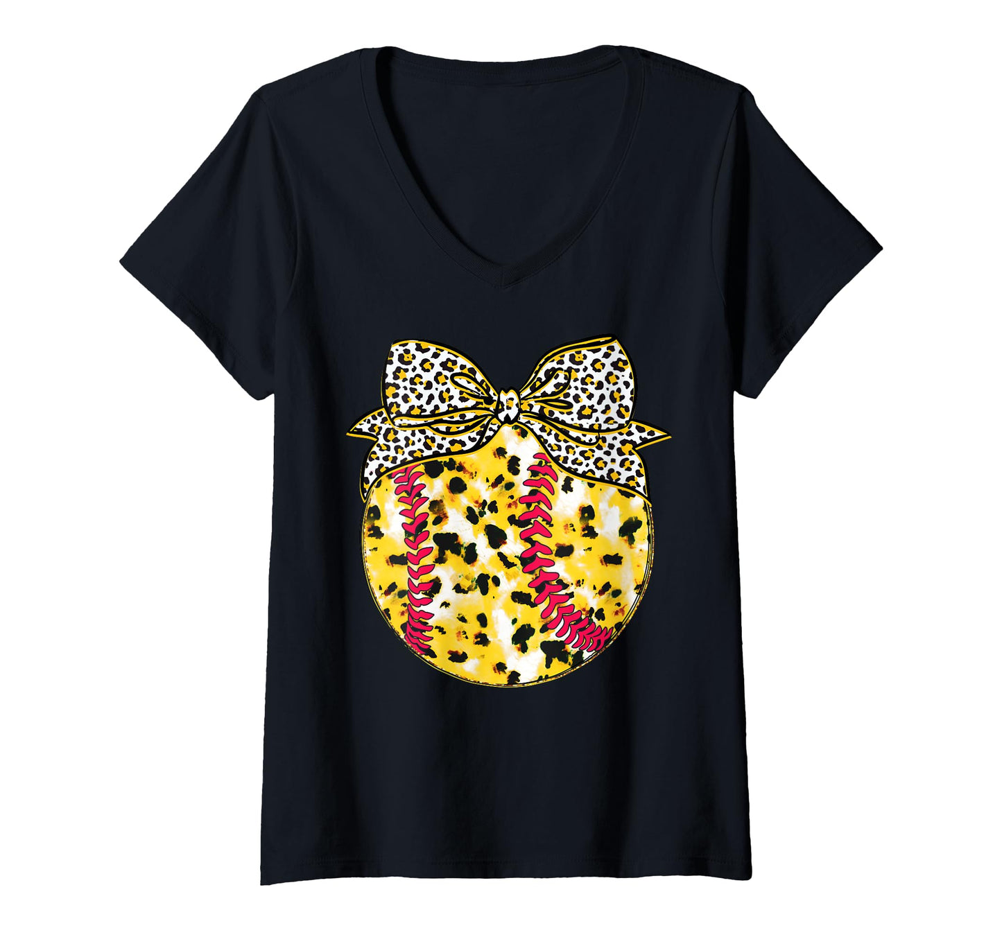 Baseball Bow Leopard Gift Softball Play Sweatshirt - Unique Graphic Unisex - T-Shirt, Sweatshirt, Hoodie