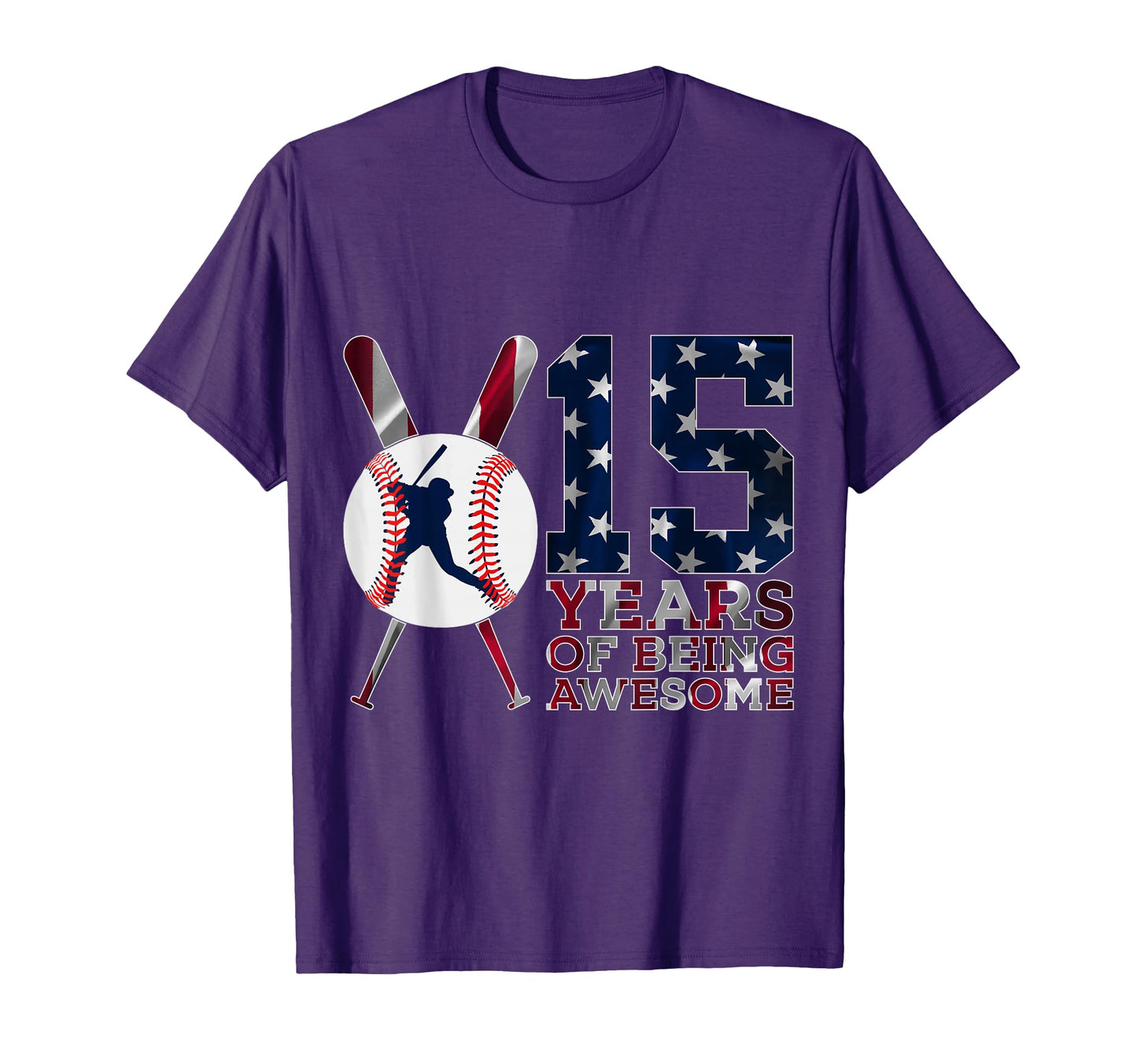 15 Years Being Awesome Baseball 15Th T-Shirt - Novelty Apparel Unisex - T-Shirt, Sweatshirt, Hoodie