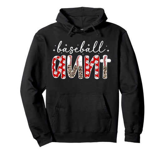 Baseball Aunt Leopard Aunt Baseball Hoodie - Trendy Graphic Men Women - T-Shirt, Sweatshirt, Hoodie