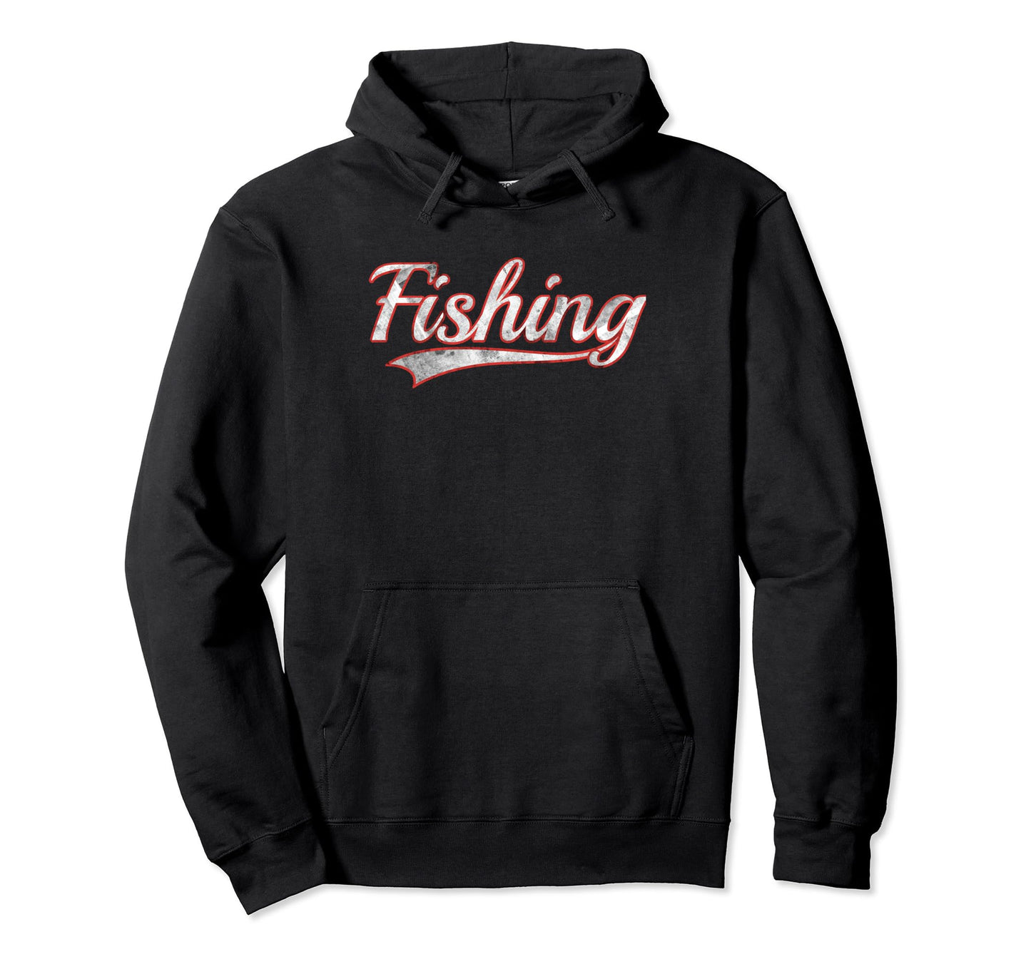 Fishing Varsity Distressed Throwback Hoodie - Minimalist Print Unisex - T-Shirt, Sweatshirt, Hoodie