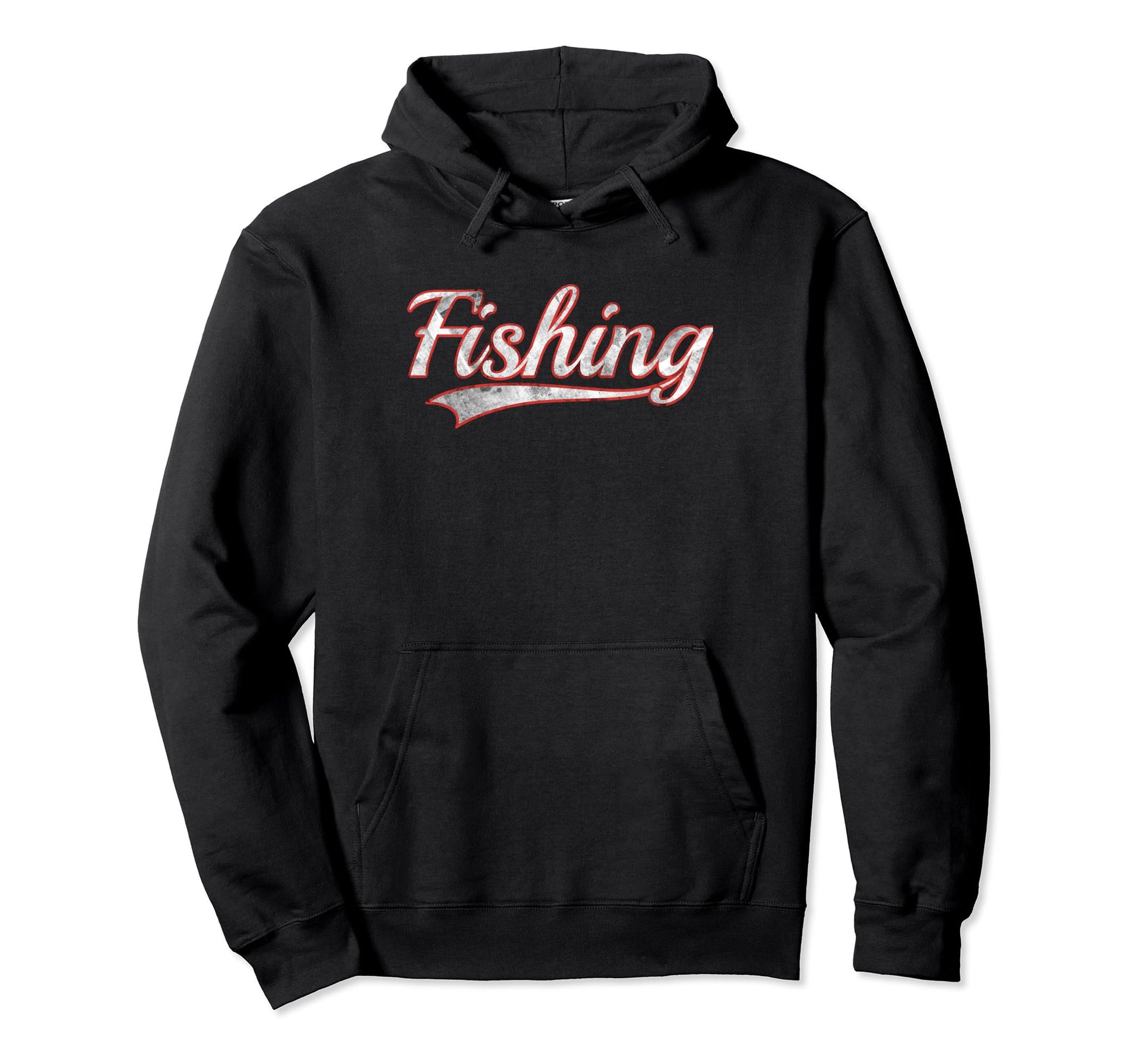 Fishing Varsity Distressed Throwback Hoodie - Minimalist Print Unisex - T-Shirt, Sweatshirt, Hoodie