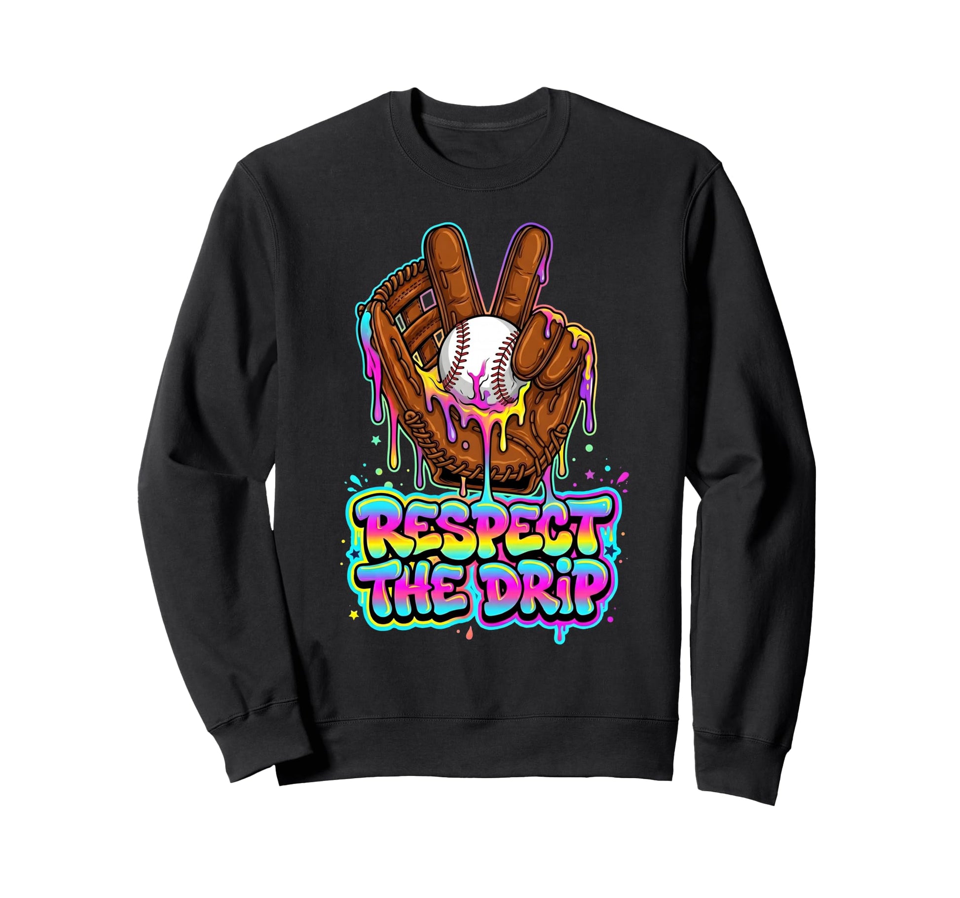 Baseball Glove Ice Cream Drip Respect Sweatshirt - Graphic Print Men Women - T-Shirt, Sweatshirt, Hoodie
