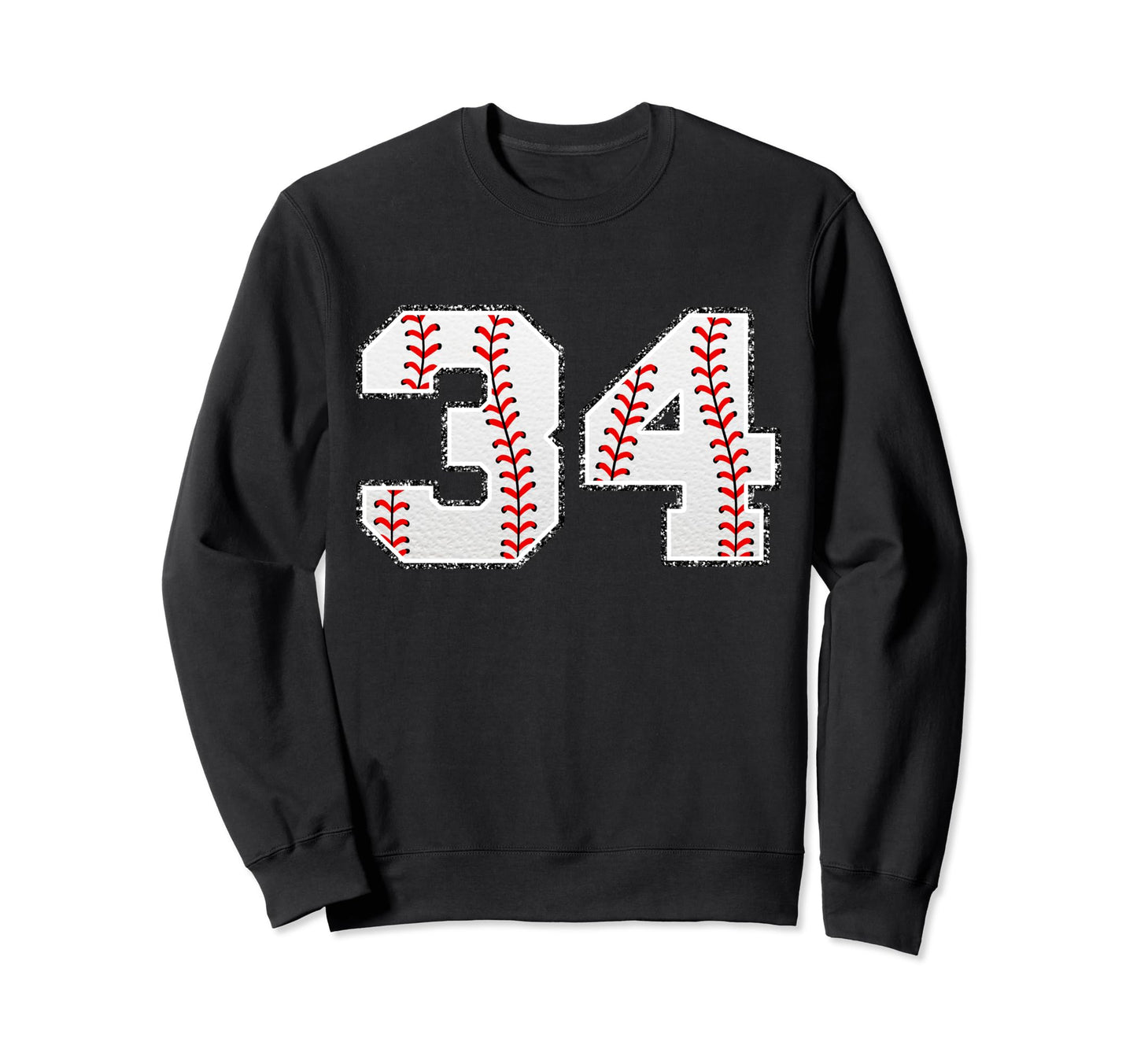 Number 34 Baseball Distressed Number Sweatshirt - Unique Graphic Unisex - T-Shirt, Sweatshirt, Hoodie