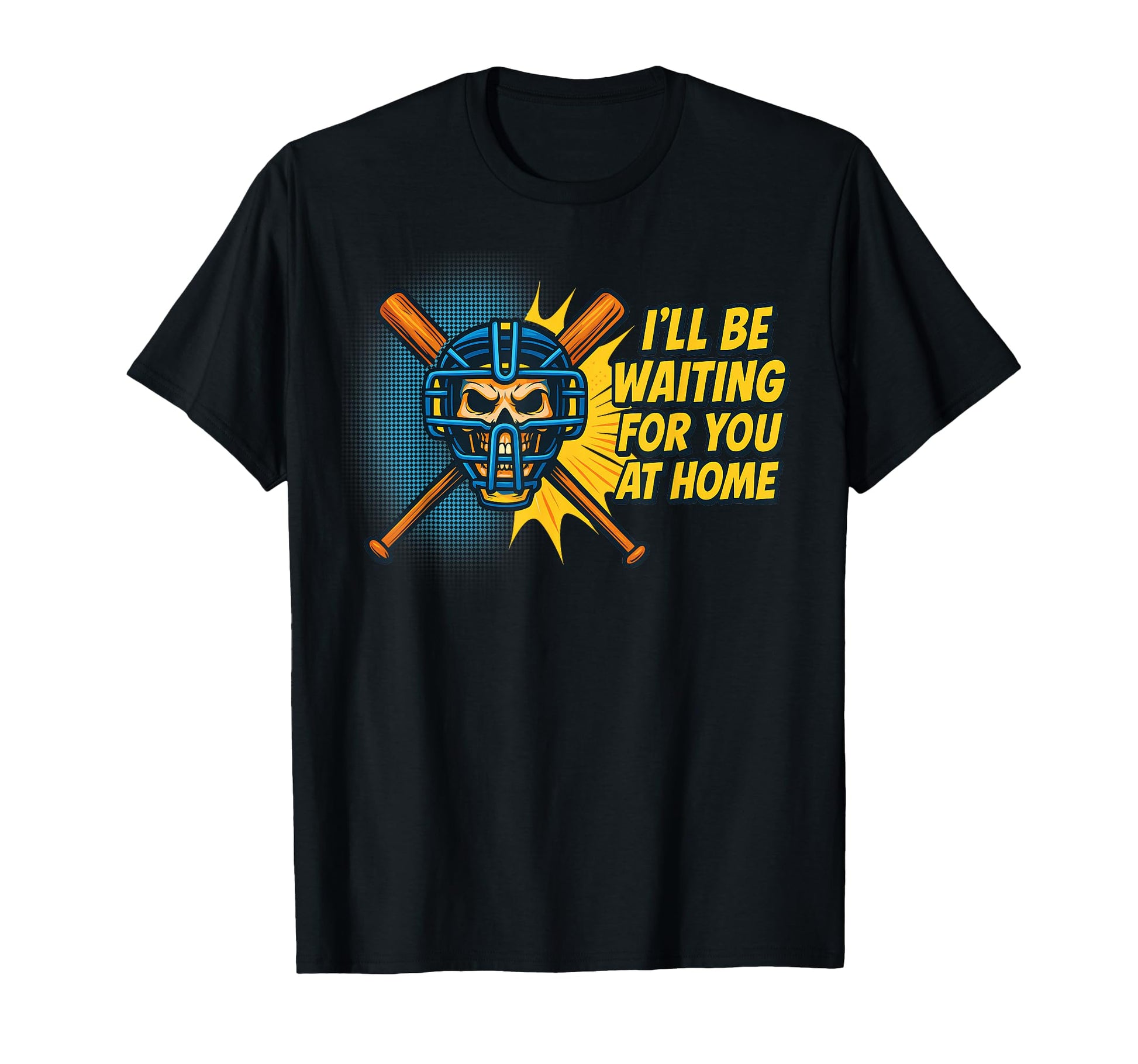 Baseball Catcher Skull Mask T-Shirt - Fun Novelty Design for Adults - T-Shirt, Sweatshirt, Hoodie