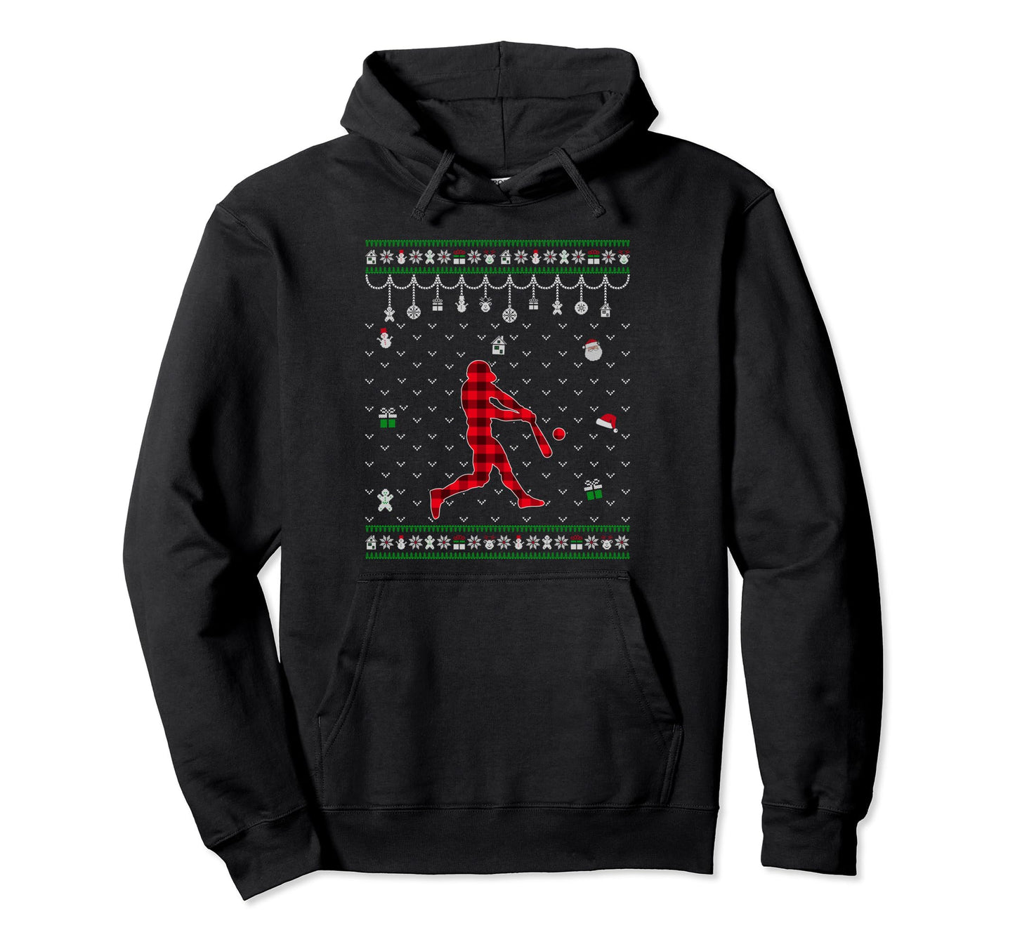 Red Plaid Baseball Lover Funny Ugly Hoodie - Trendy Graphic Men Women - T-Shirt, Sweatshirt, Hoodie
