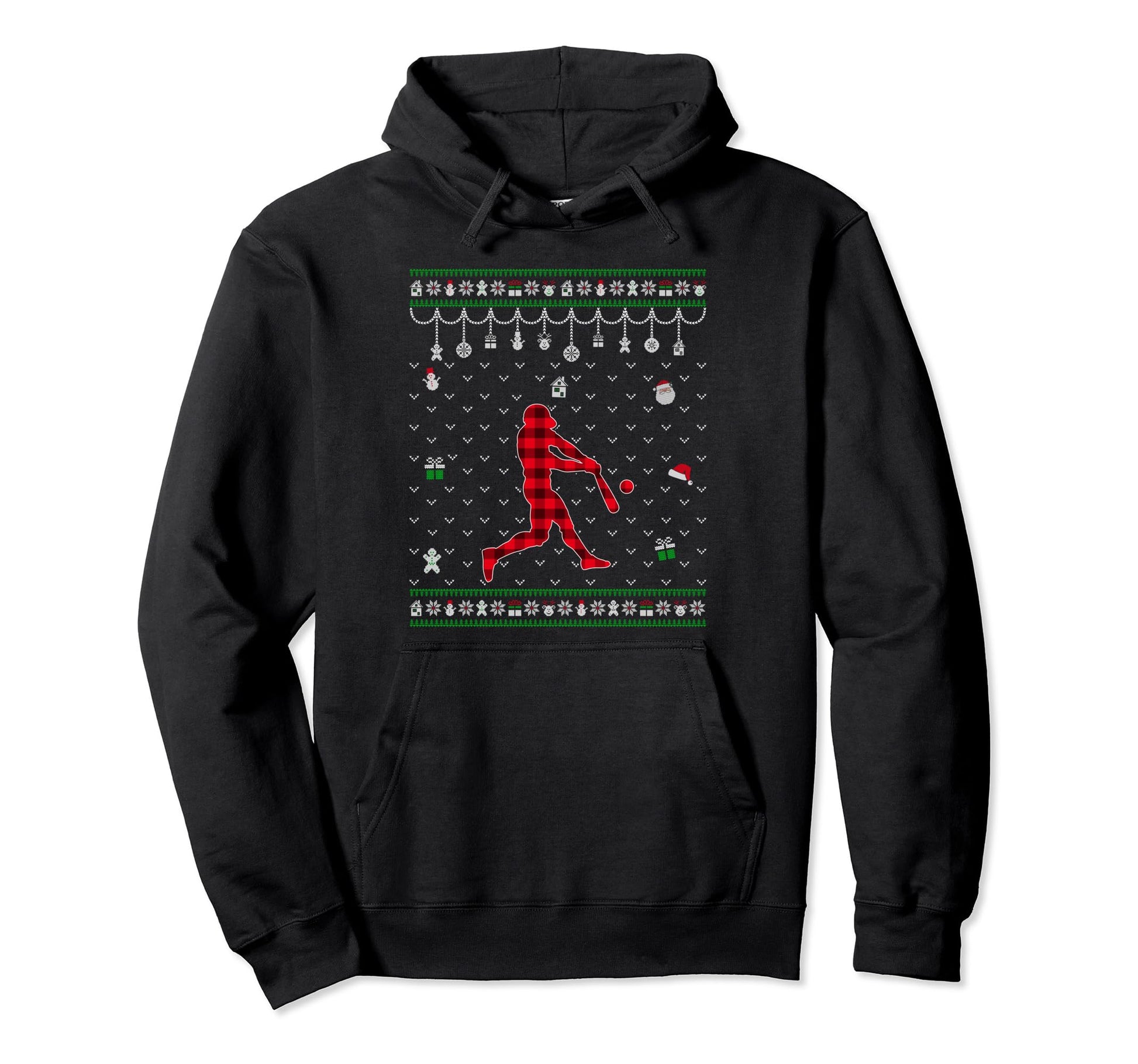 Red Plaid Baseball Lover Funny Ugly Hoodie - Trendy Graphic Men Women - T-Shirt, Sweatshirt, Hoodie