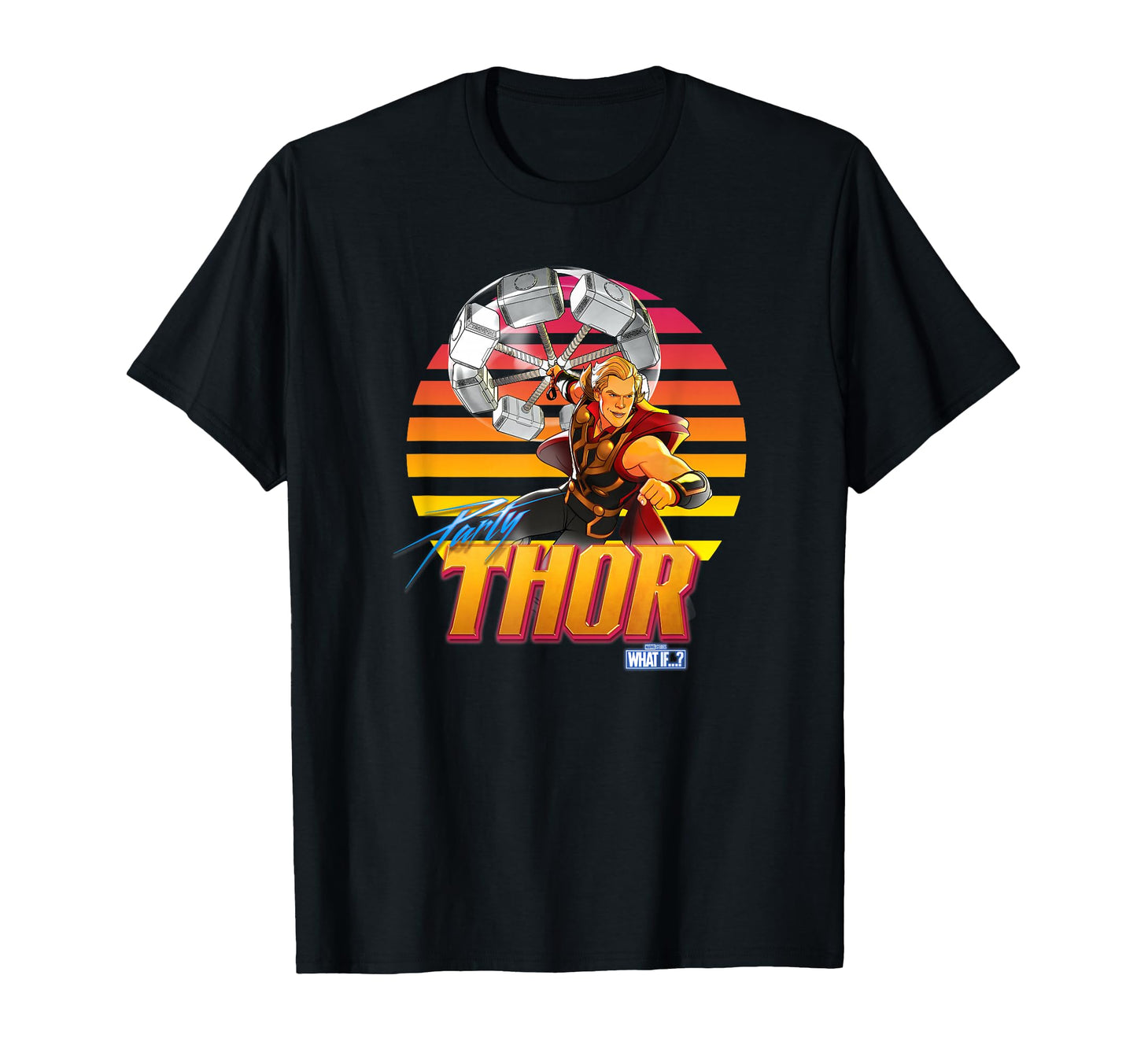 Marvel What If Party Thor Stripes T-Shirt - Unique Graphic Men Women - T-Shirt, Sweatshirt, Hoodie