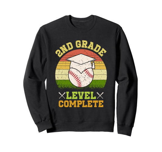 2Nd Grade Level Complete Baseball Sweatshirt - Casual Everyday Wear Unisex - T-Shirt, Sweatshirt, Hoodie