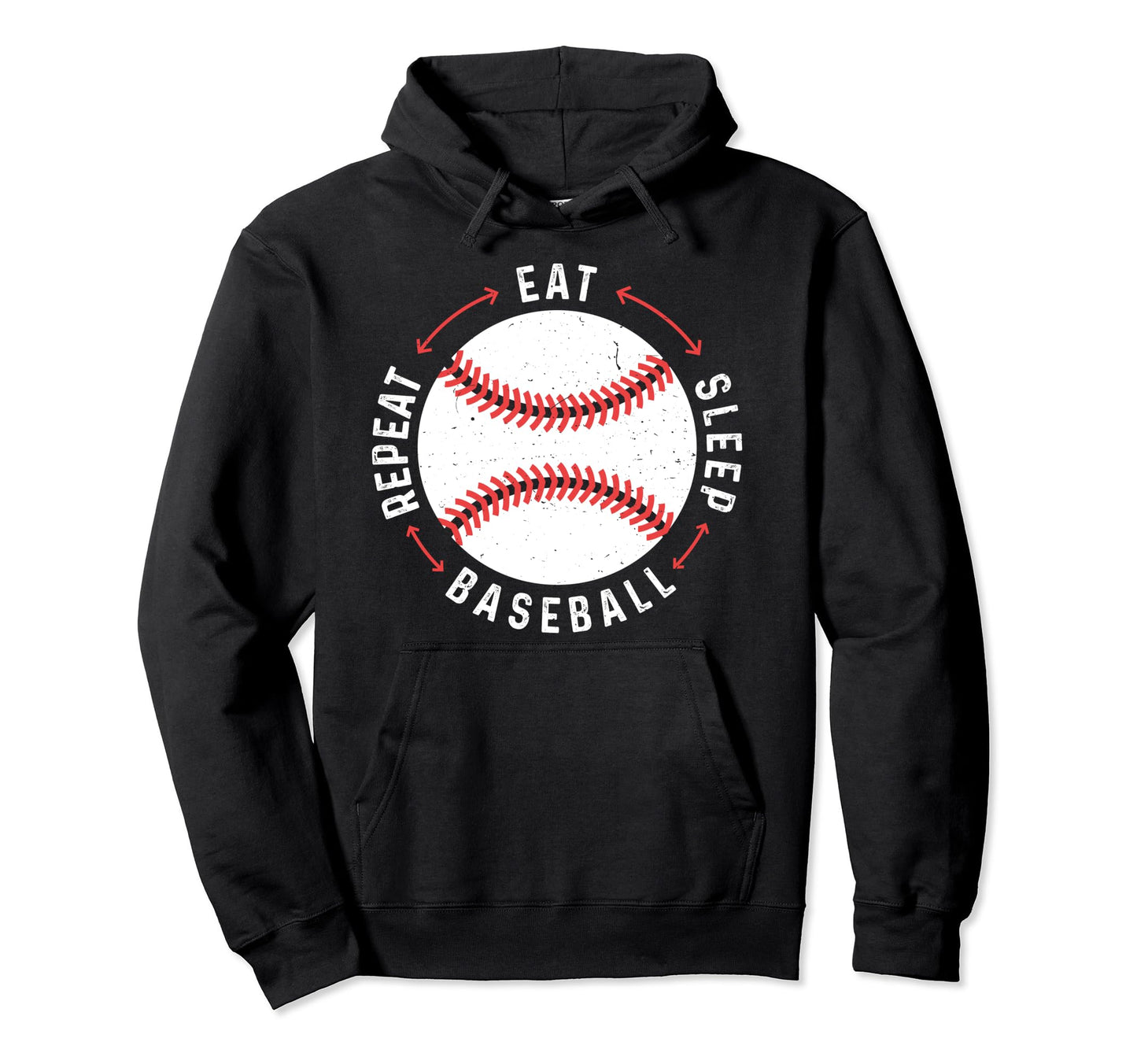 Eat Sleep Baseball Repeat Baseball Hoodie - Aesthetic Graphic for Adults - T-Shirt, Sweatshirt, Hoodie