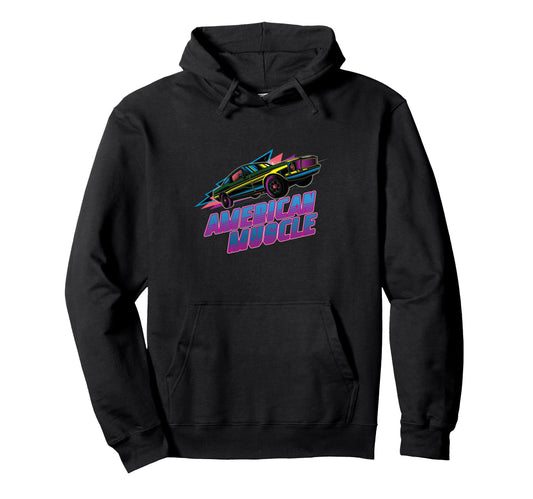 American Muscle Car 80S Synthwave Hoodie - Casual Everyday Wear Unisex - T-Shirt, Sweatshirt, Hoodie