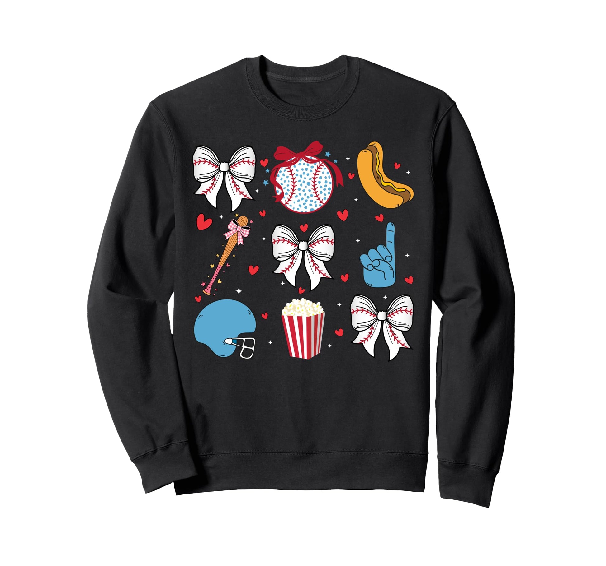 Baseball Coquette Bow Cheer Game Day Sweatshirt - Graphic Print for Adults - T-Shirt, Sweatshirt, Hoodie