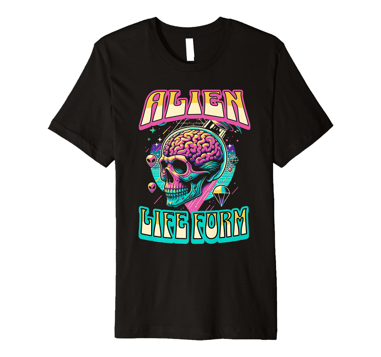 Alien Life Form Alien Head Colorful T-Shirt - Novelty Apparel Men Women - T-Shirt, Sweatshirt, Hoodie