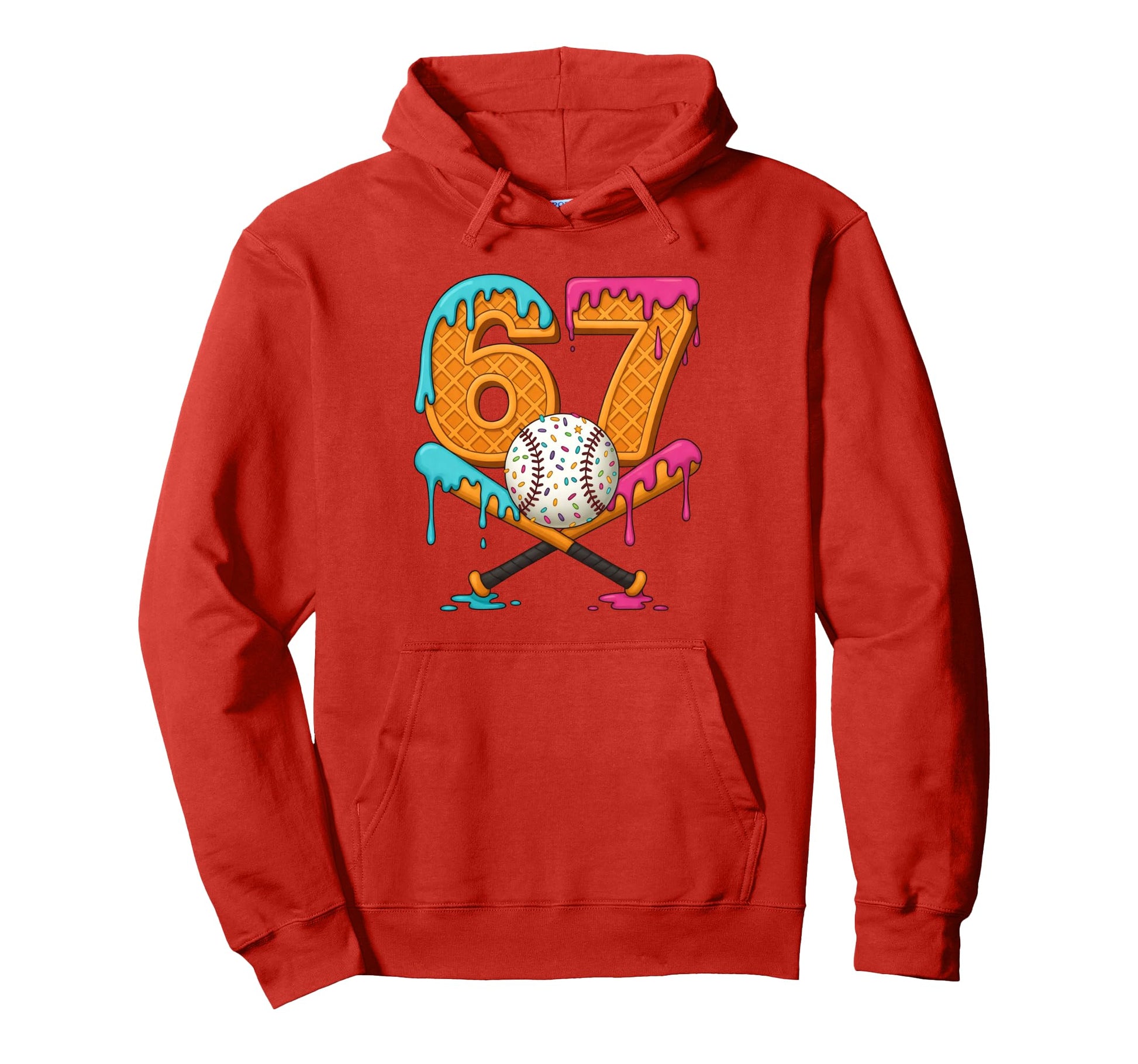 67 Ice Cream Drip Baseball Number 67 Hoodie - Aesthetic Graphic Men Women - T-Shirt, Sweatshirt, Hoodie