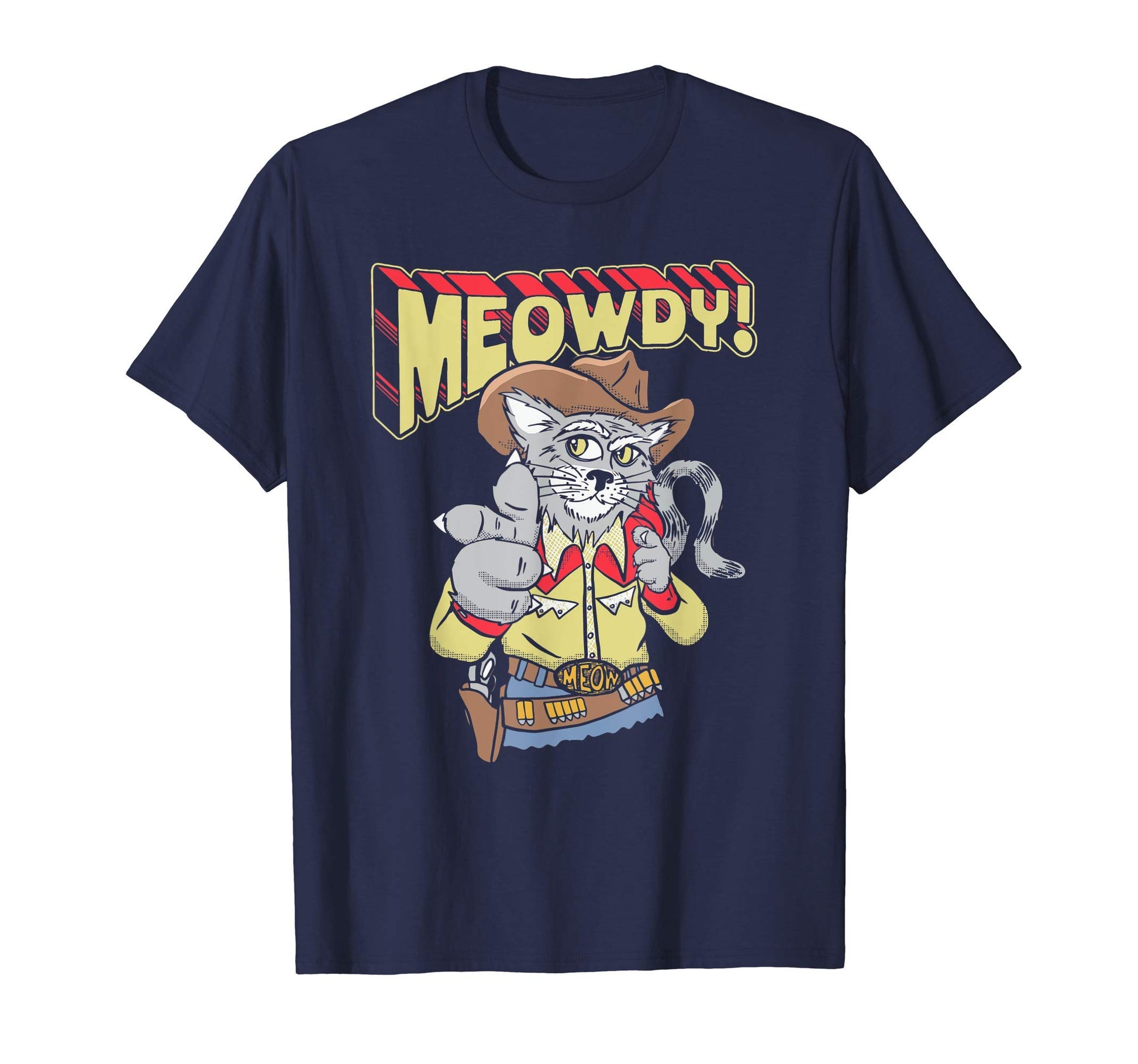 Meowdy Partner Funny Cowboy Cat Western T-Shirt - Custom Art Print Unisex - T-Shirt, Sweatshirt, Hoodie