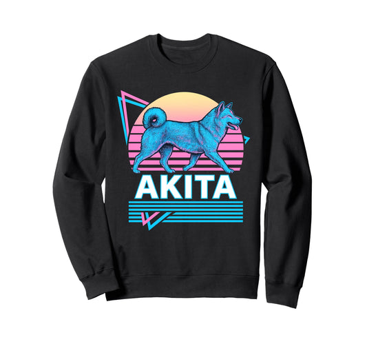 American Akita Synthwave Sweatshirt - Custom Art Print for Adults - T-Shirt, Sweatshirt, Hoodie