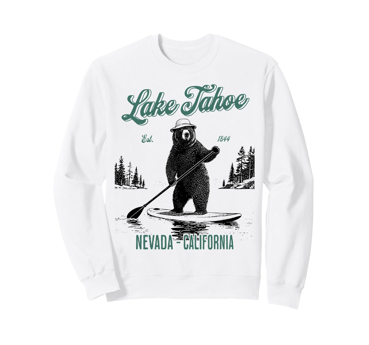 Lake Tahoe Bear Stand Up Paddle Sweatshirt - Streetwear Style Unisex - T-Shirt, Sweatshirt, Hoodie