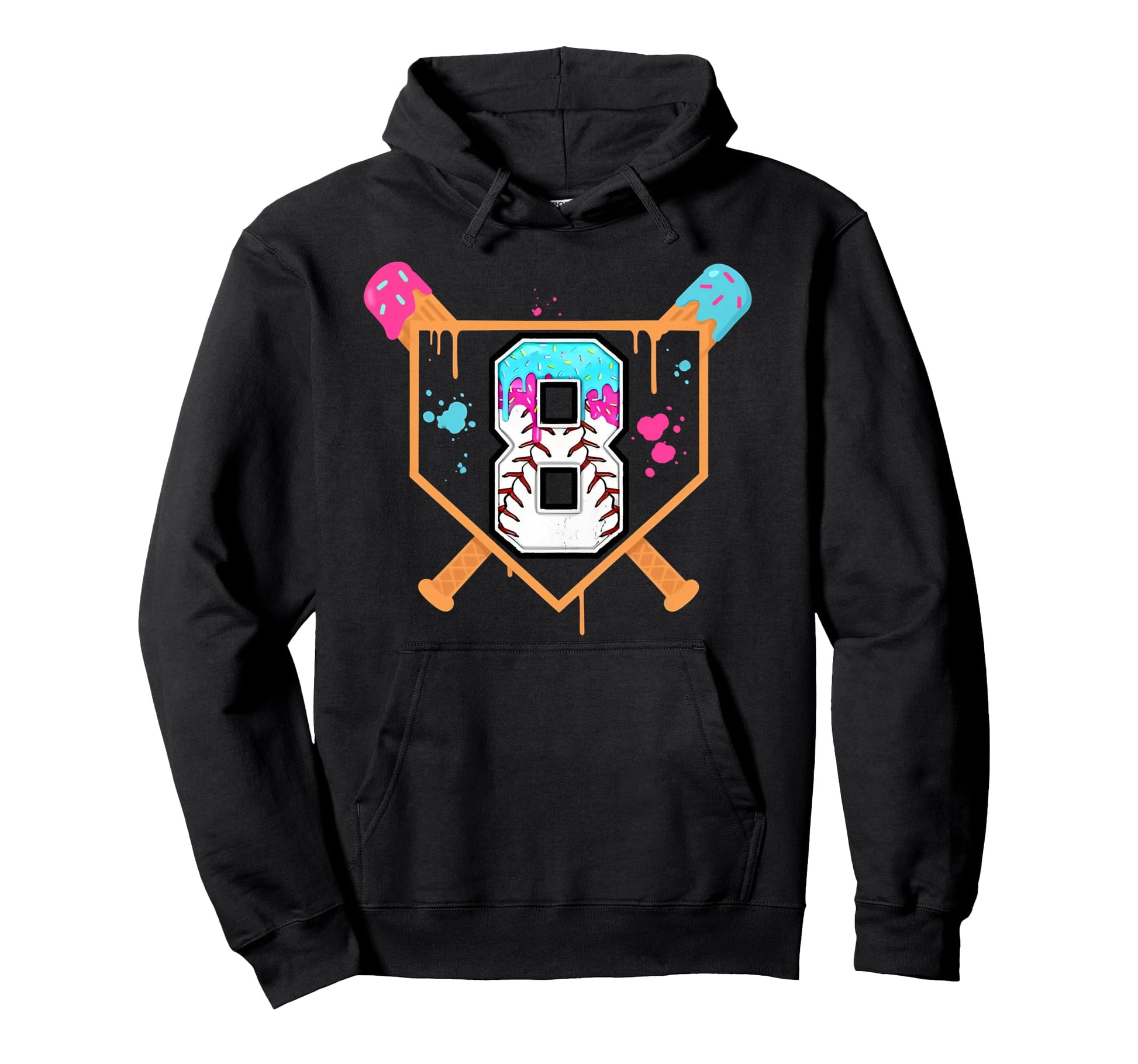 Baseball 8Th Birthday Ice Cream Drip 8 Hoodie - Novelty Apparel Unisex - T-Shirt, Sweatshirt, Hoodie