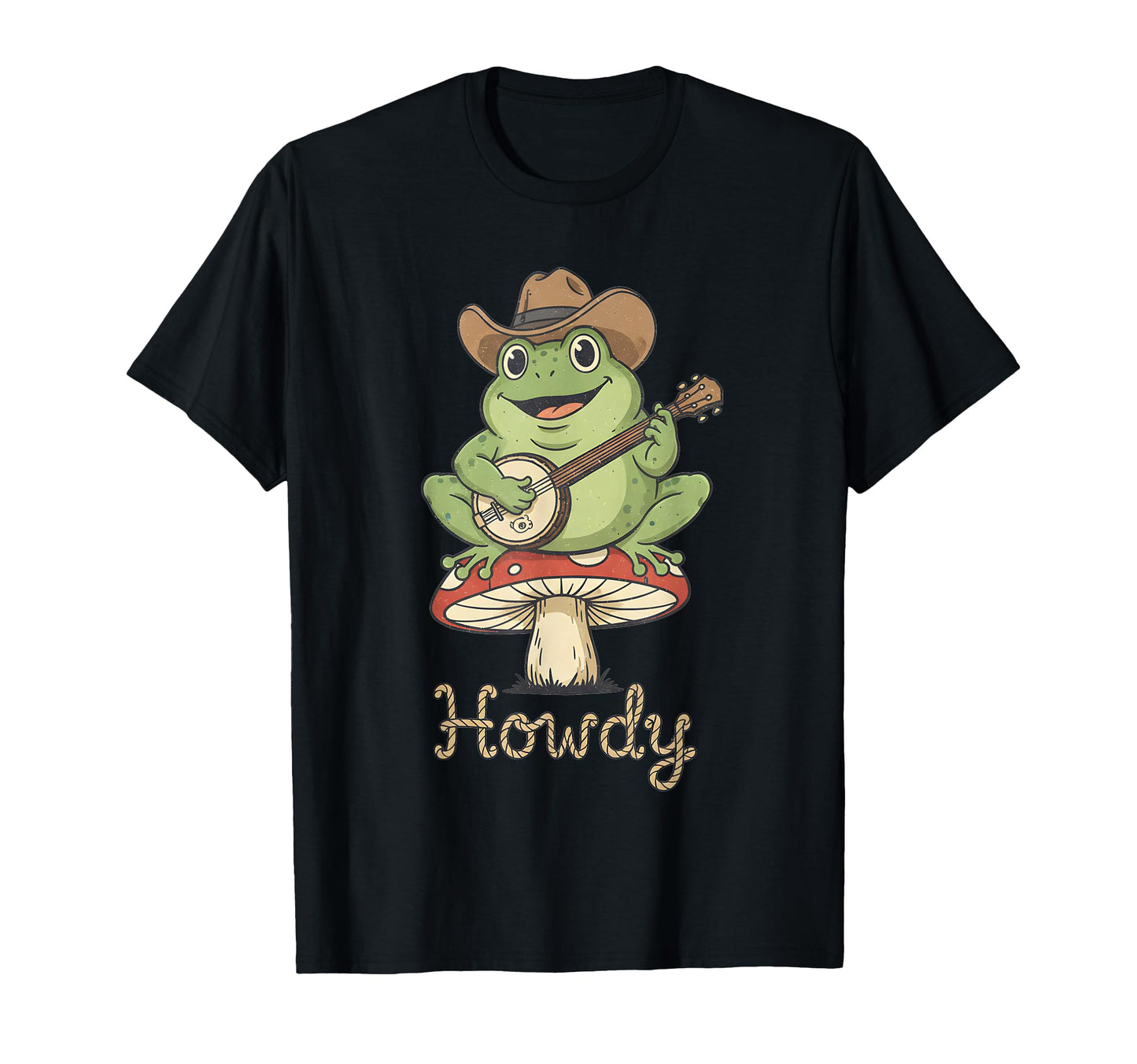 Howdy Frog Banjo Player Cowboy Hat T-Shirt - Casual Everyday Wear Unisex - T-Shirt, Sweatshirt, Hoodie